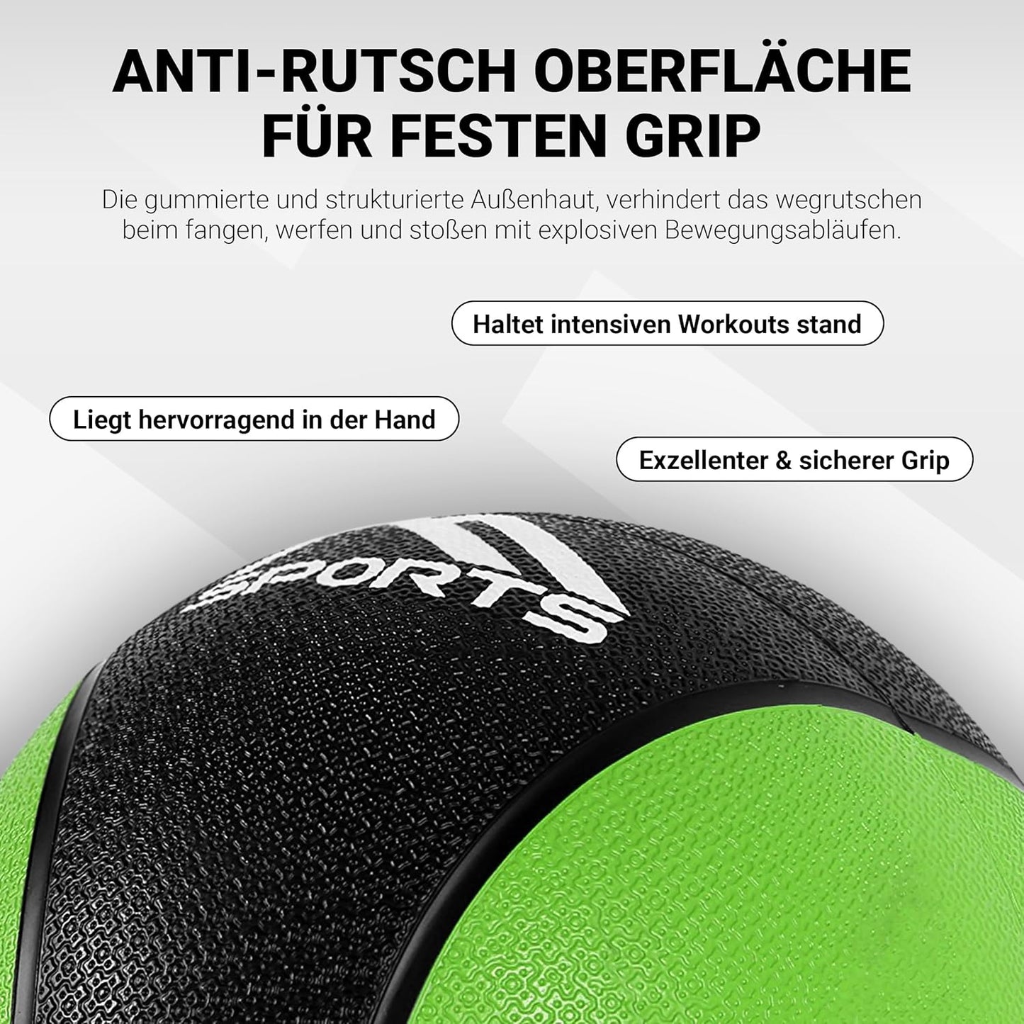 Medizinball mit Übungsposter, 4 kg - Grün