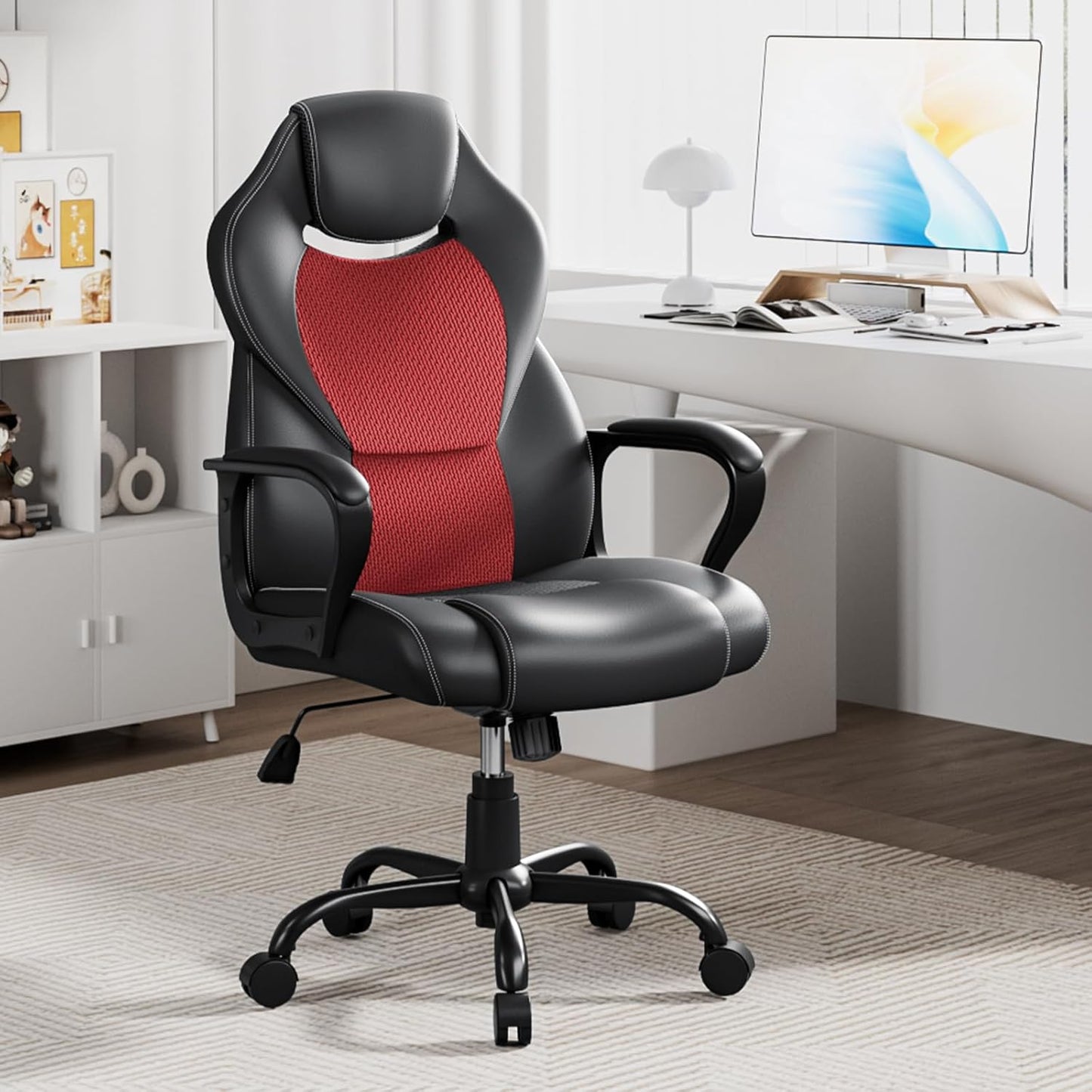 Ergonomischer Racing Schreibtischstuhl mit Wippfunktion, Rot
