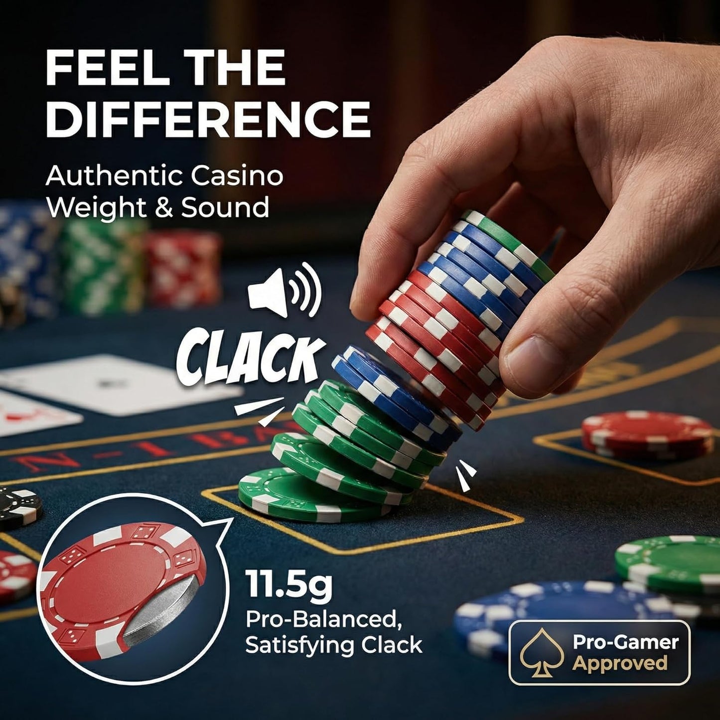 Pokerkoffer Set mit 500 Chips und Aluminiumkoffer, 500 Chips
