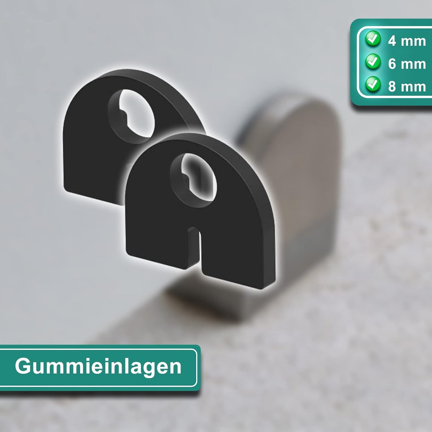 4-teiliges Glashalter-Set für Geländer, Anschluss: Flach | Glasdicke: 6 mm