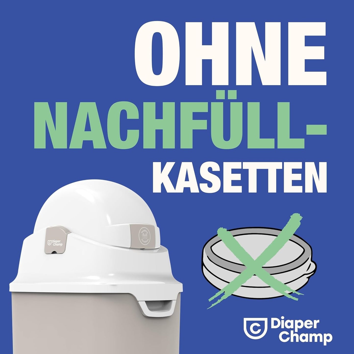 Windeleimer mit Pedal, geruchsdicht, ohne Nachfüllkassetten, beige