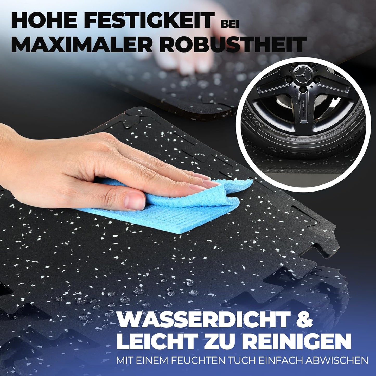 Puzzlematte, 9x 30x30cm, 1) Schwarz | 9 Matten | 0,84 M², 30L x 30B x 0.6D cm