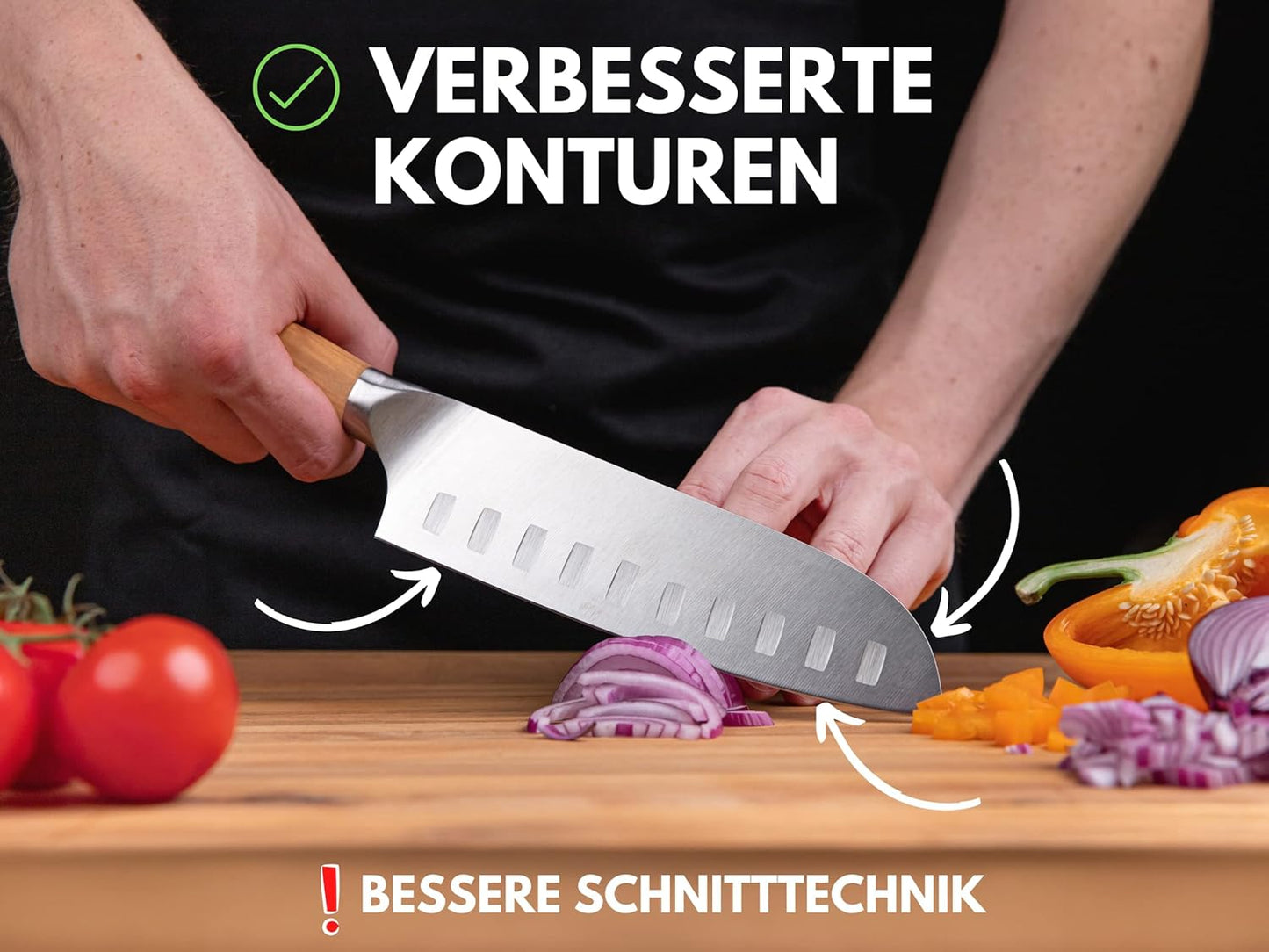 Santoku Kochmesser, Olivenholz