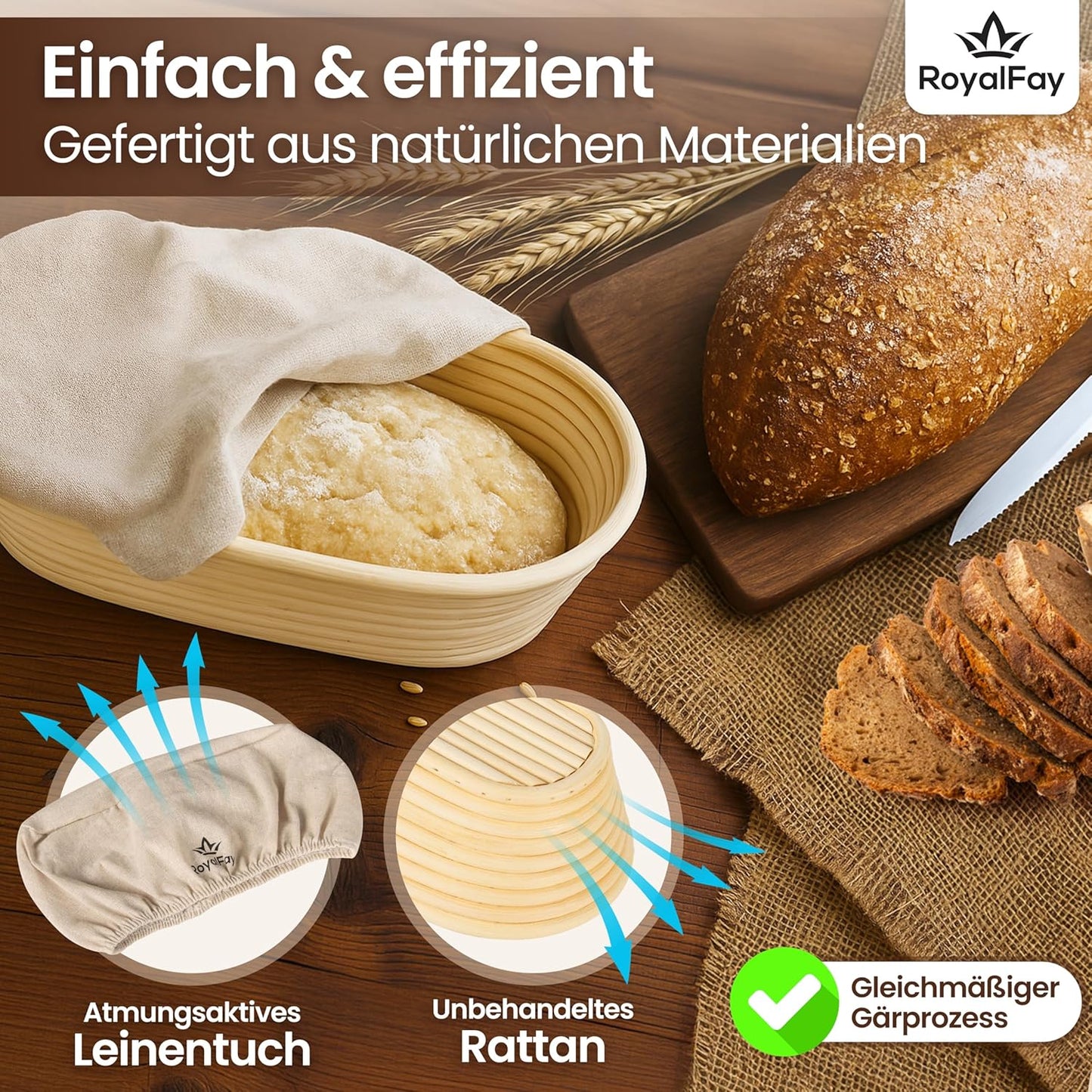 Gärkörbchen-Set mit Zubehör, oval & rund, Kombi Set