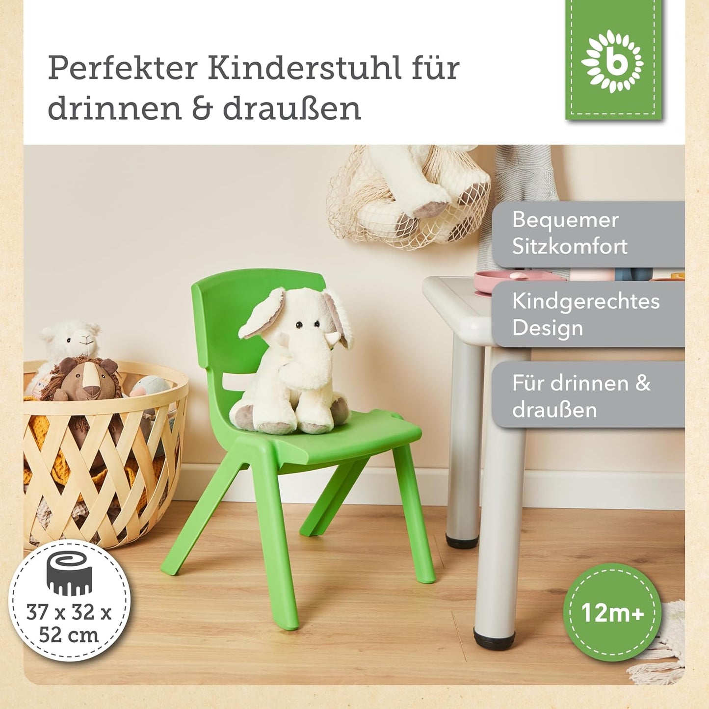 Stapelbarer Kinderstuhl, Grün