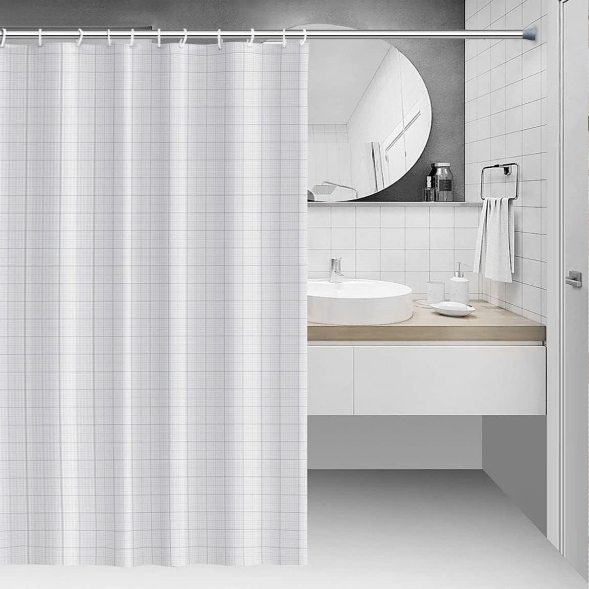 Teleskopstange für Duschvorhang, Silber 135-200cm(1PC)
