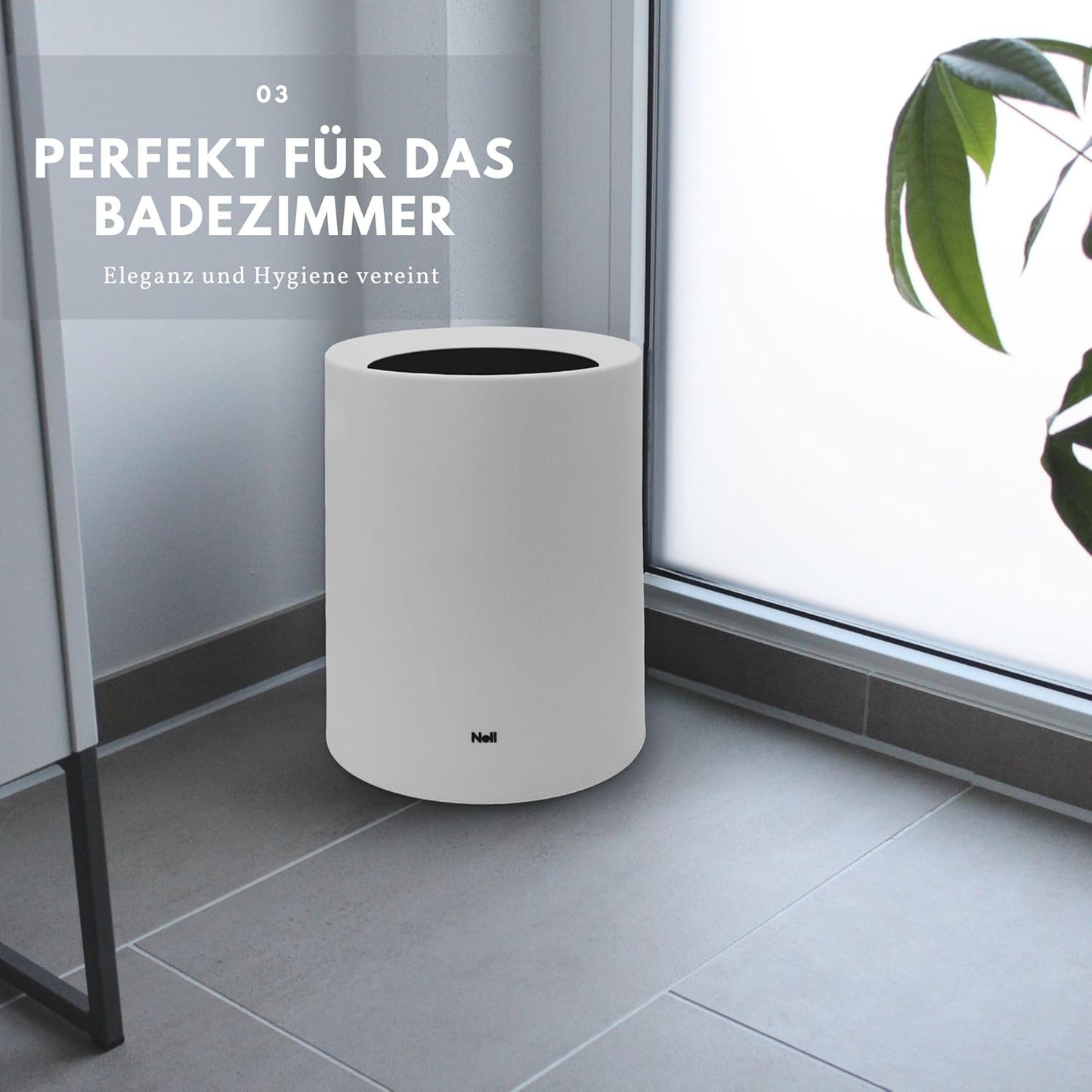 Eleganter Mülleimer, Weiss 12l ohne Deckel