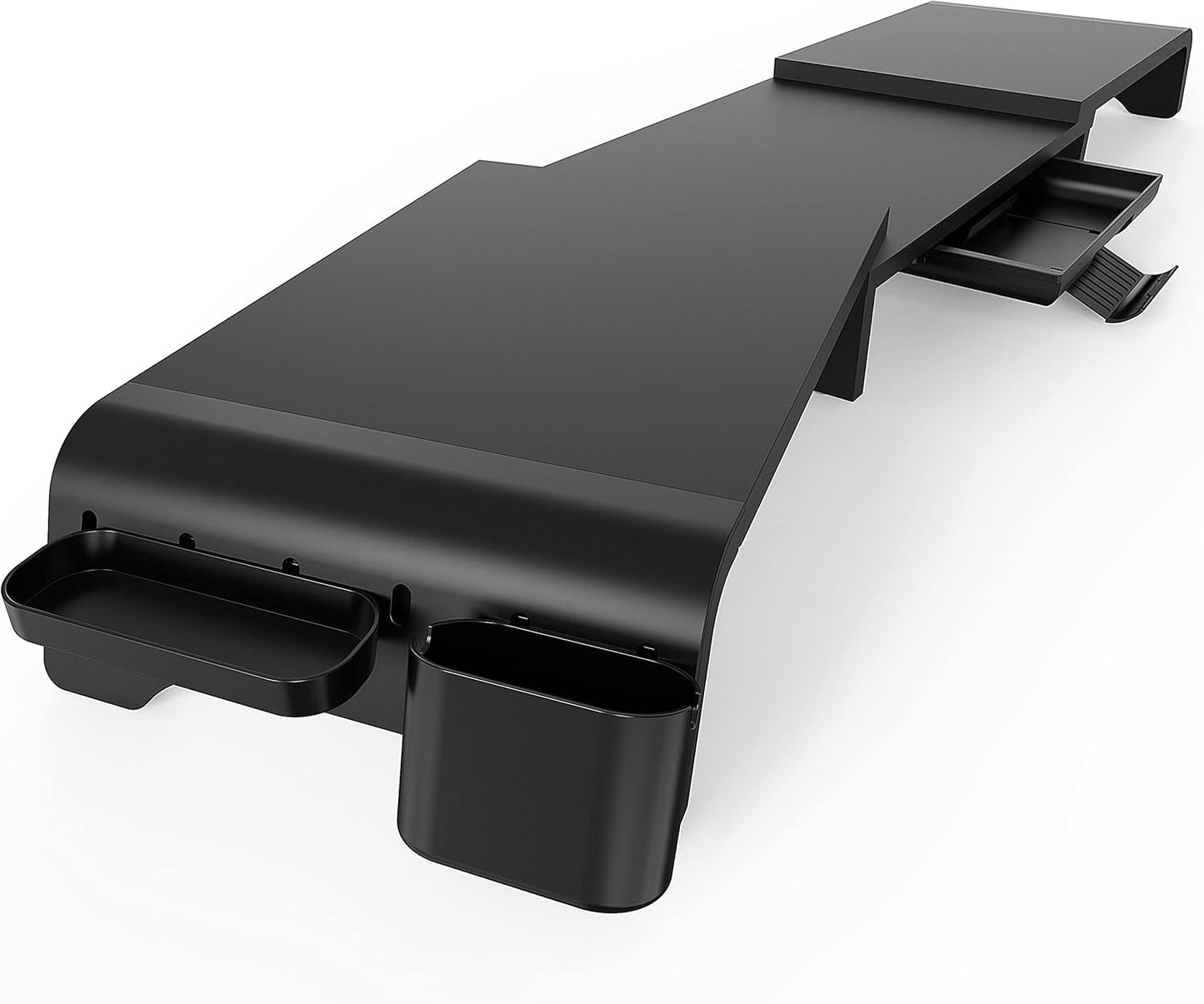 Dual Monitorständer mit Schublade und Handyhalter, 75-119 x 23,5 x 8,9 cm Schwarz