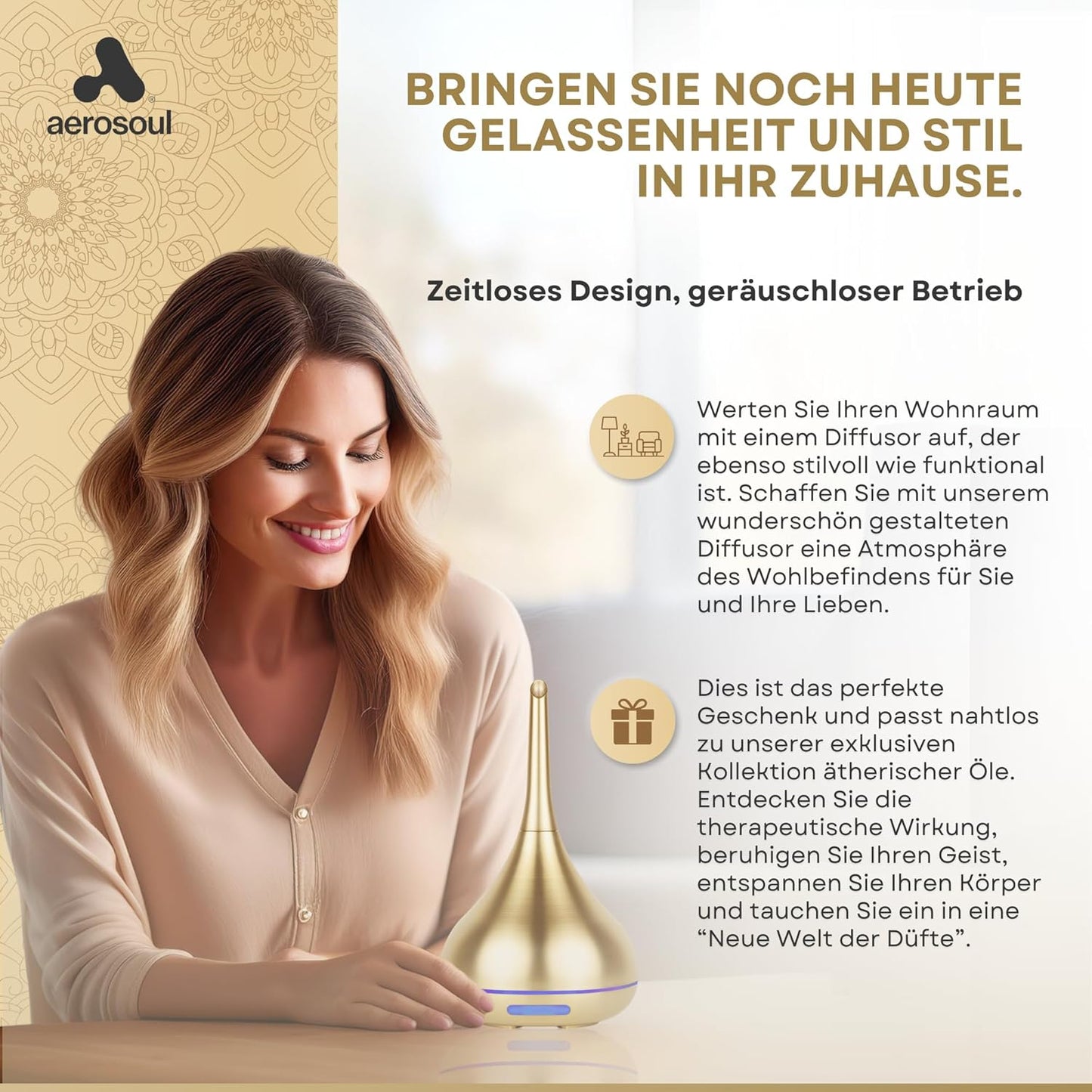 Aromadiffuser Drop mit Abschaltautomatik, Gold 100 ml
