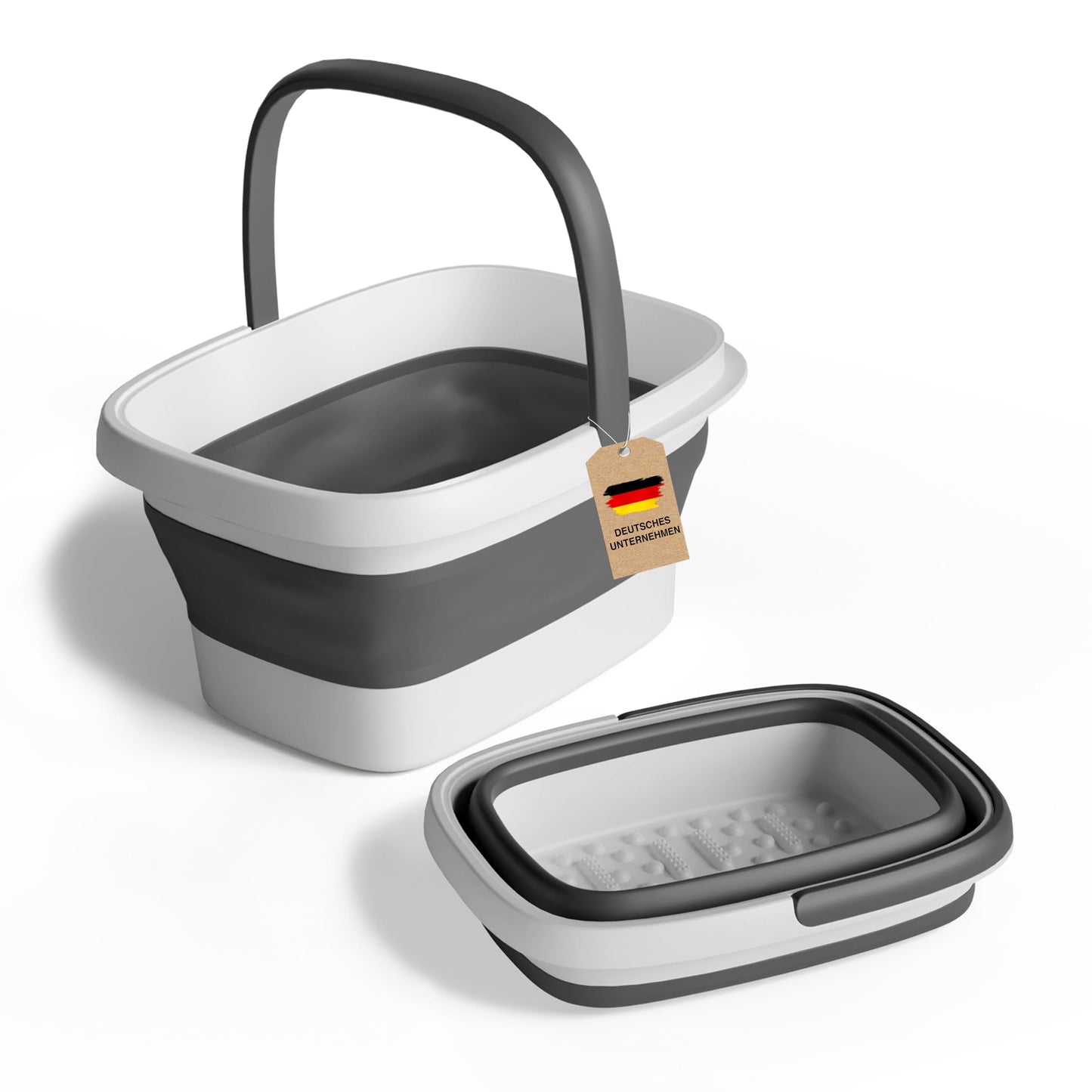 Faltbare Fussbadewanne mit Massage-Noppen, Grau/ Weiss