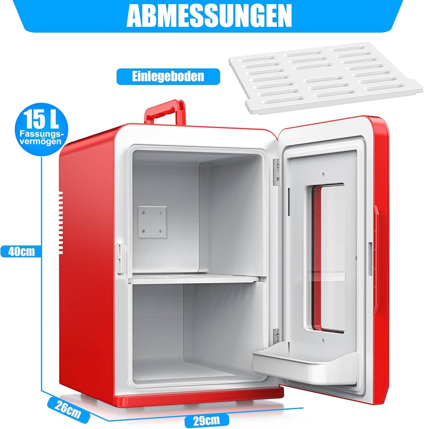 2in1 Mini Kühlschrank mit Kühl- und Heizfunktion, 15L Rot