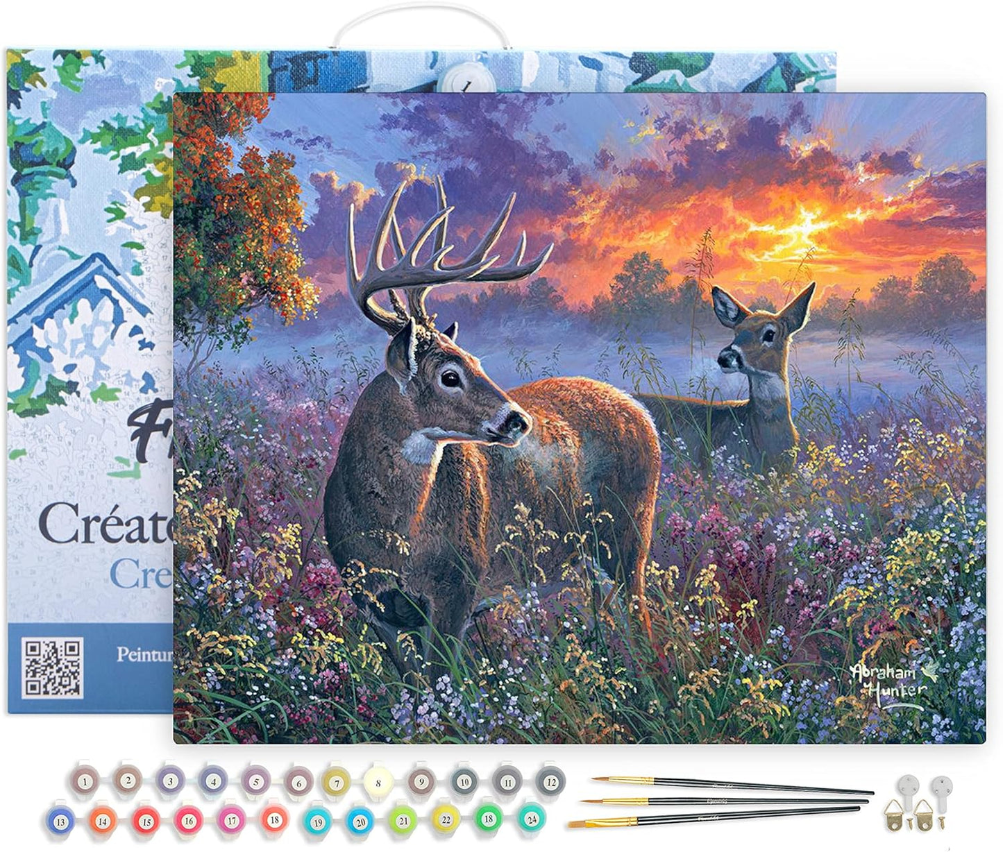 Malen Nach Zahlen Set Reh Pärchen, Reh Pärchen 40x50cm Mit Rahmen (bereits gespannt)