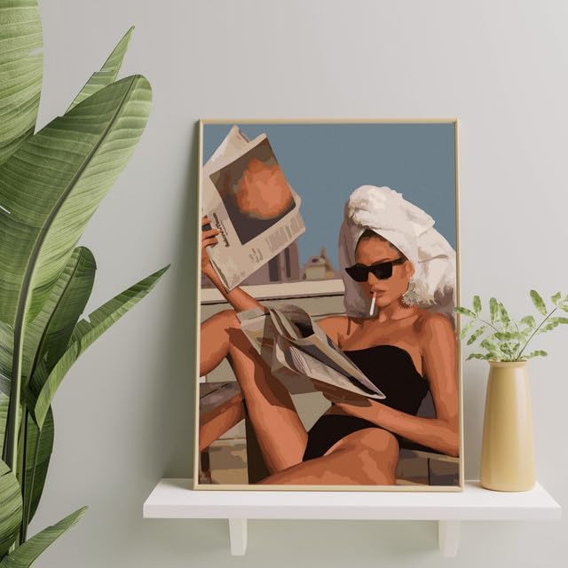 Malen nach Zahlen Set 40x50 cm, Frau Am Strand