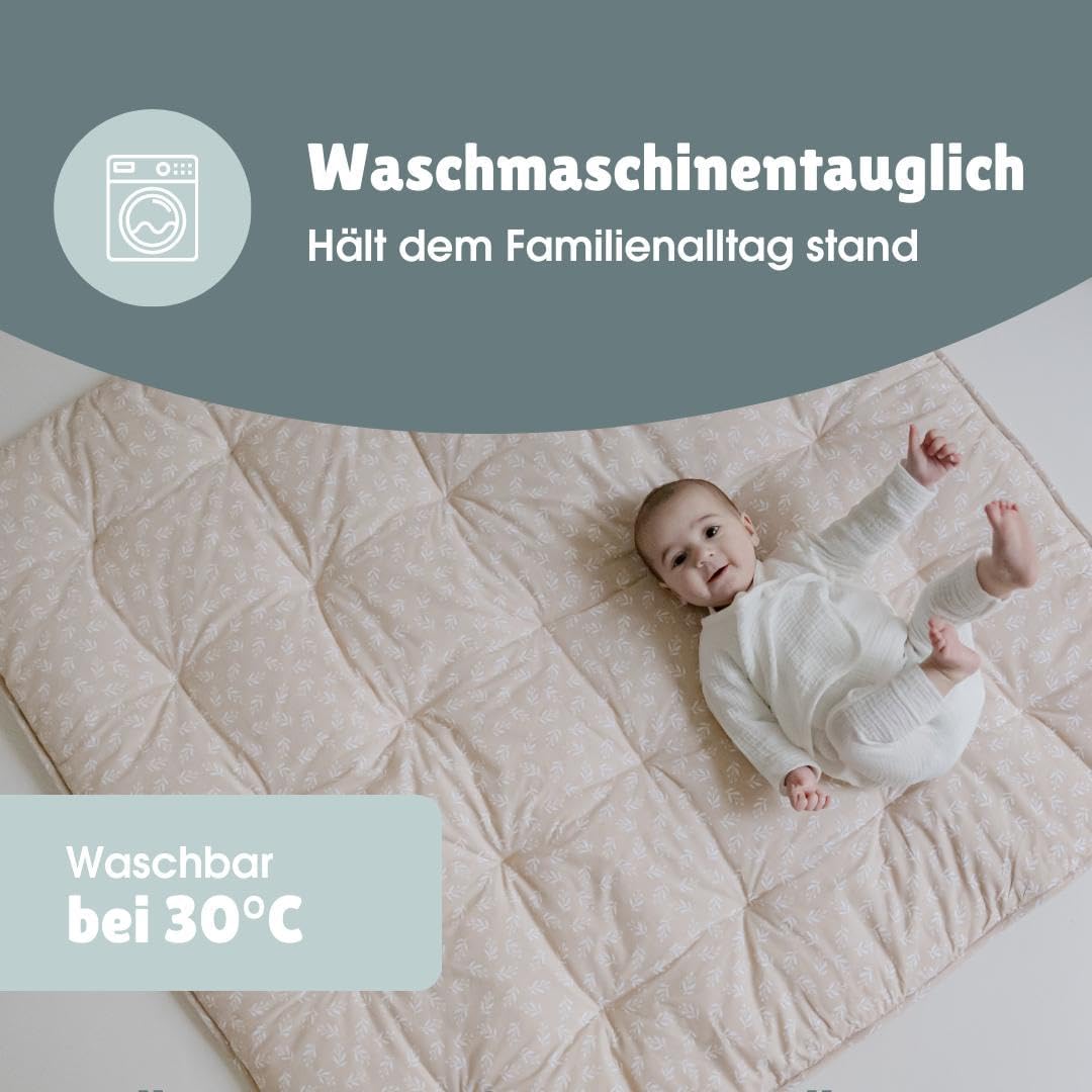 Gepolsterte Krabbeldecke Floral (120x120 cm), Floral Sand Neu 120x120