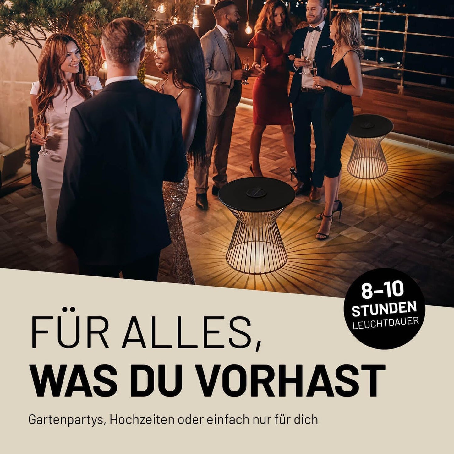 Beistelltisch mit LED-Solarbeleuchtung, 2in1