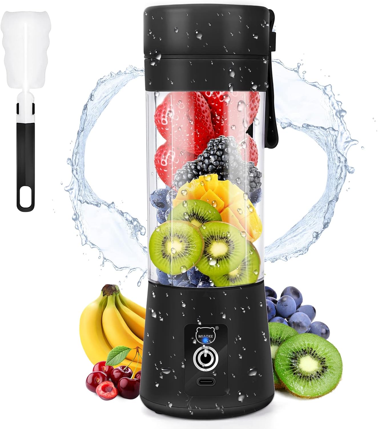 Tragbarer Mini-Saftmixer mit 3D-Klingen, USB-ladbar, Schwarz