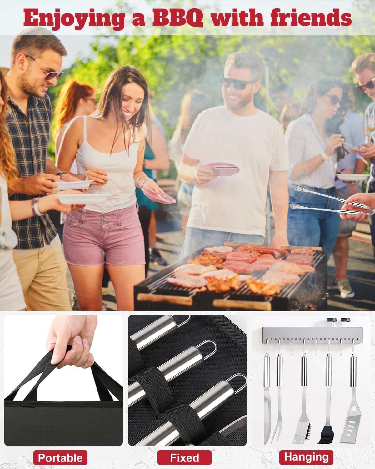28-teiliges Grillbesteck Set mit Tragetasche, 28 PCS
