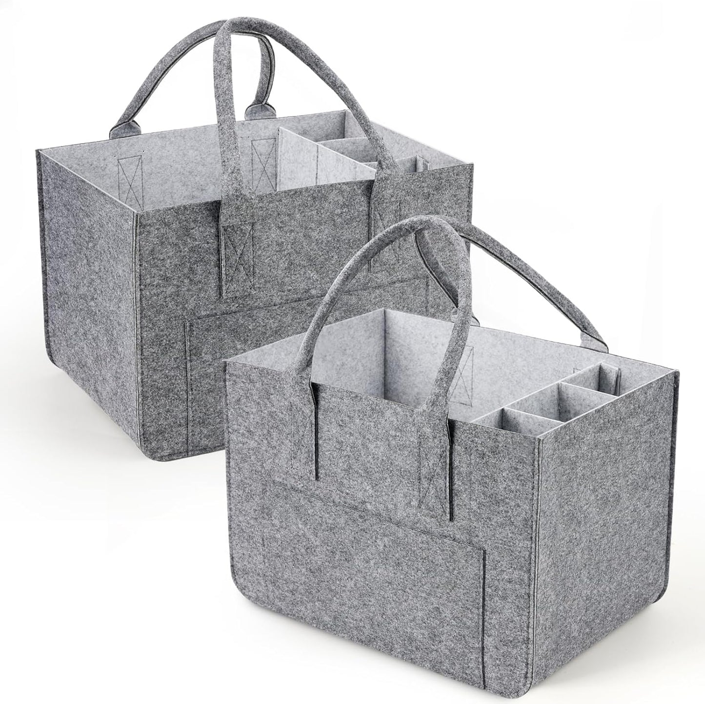 2 Stück Filztasche mit herausnehmbaren Fächern, Hellgrau/2 Stücke