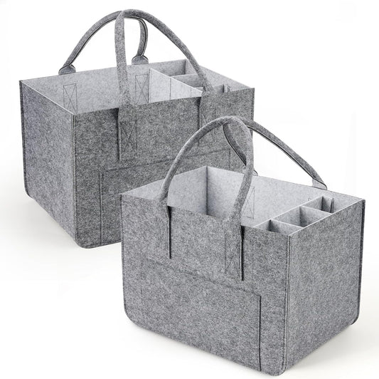 2 Stück Filztasche mit herausnehmbaren Fächern, Hellgrau/2 Stücke