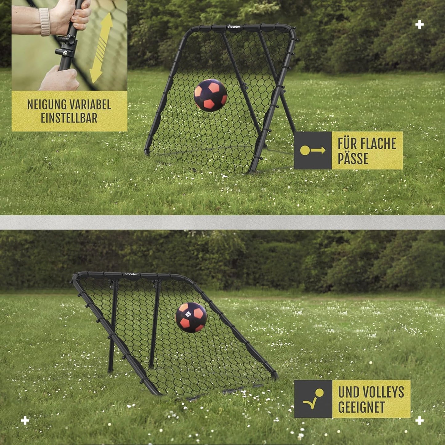 Rebounder für Fussballtraining 125cm x 125 cm, Schwarz