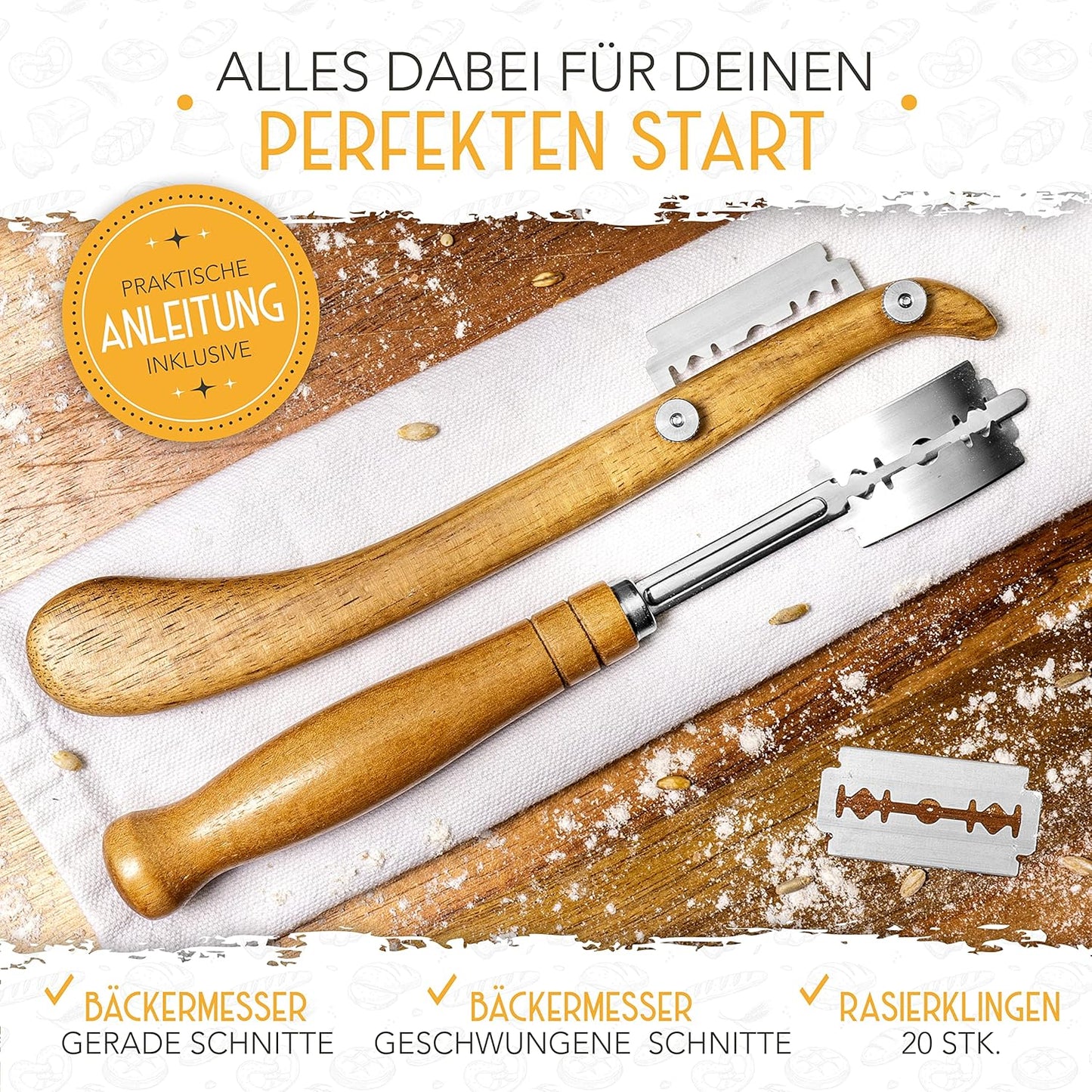 Bäckermesser-Set, Bäckermesser + Bäckerleinen