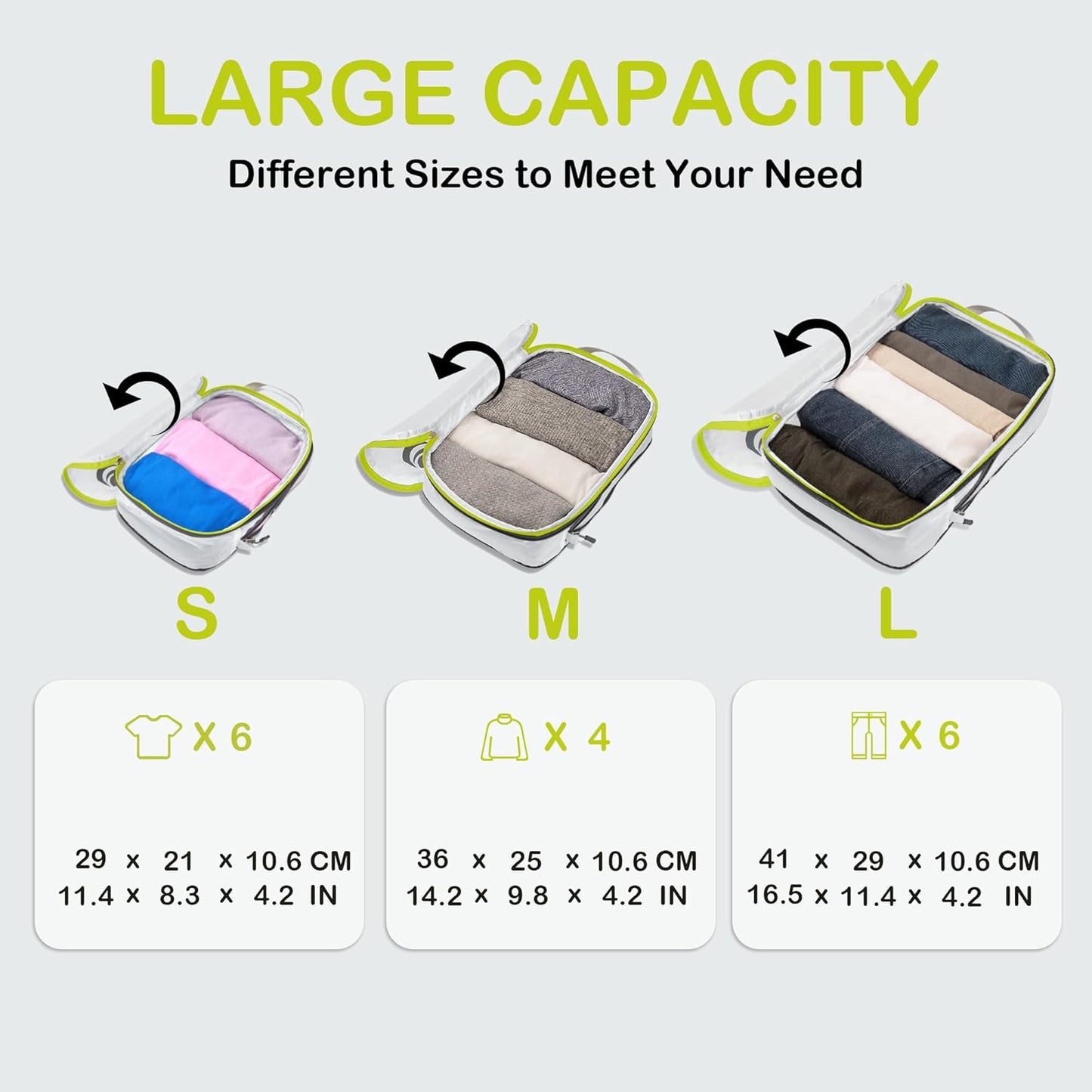 Kompression Kofferorganizer Set, 3PCS Weiss