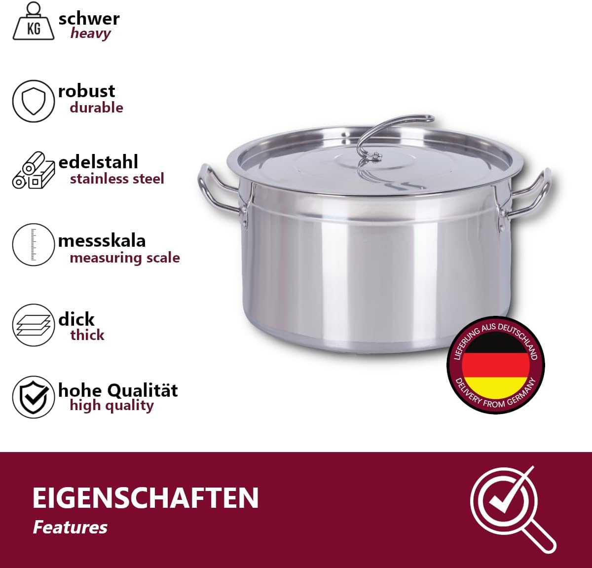 Gastronomie Suppentopf (30 L) Edelstahl, 30 Liter