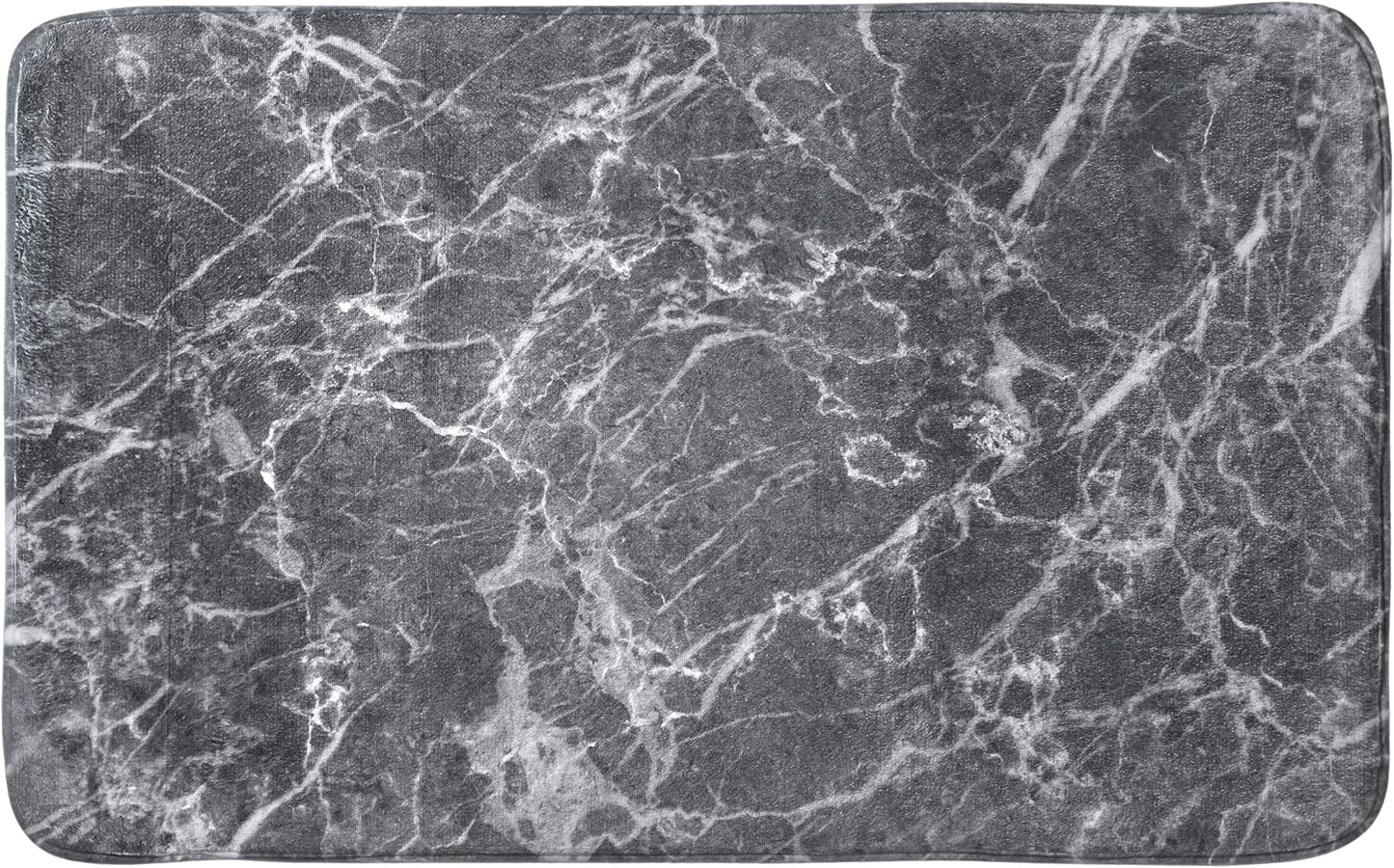 Rutschfester Badteppich, waschbar und weich, Marmor Grau 50 x 80 cm (Rechteckig)