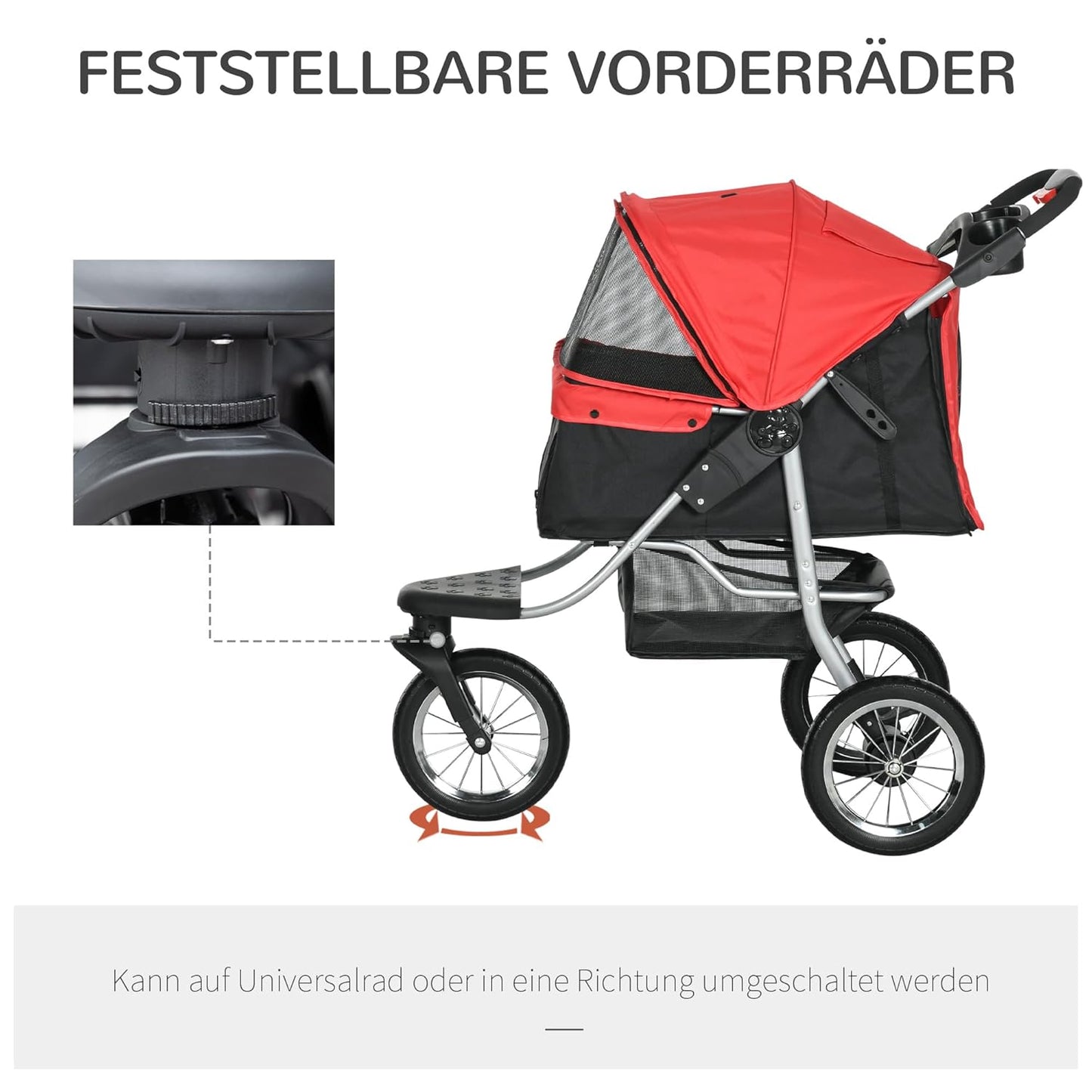 Klappbarer Hundebuggy für Haustiere bis 10 kg