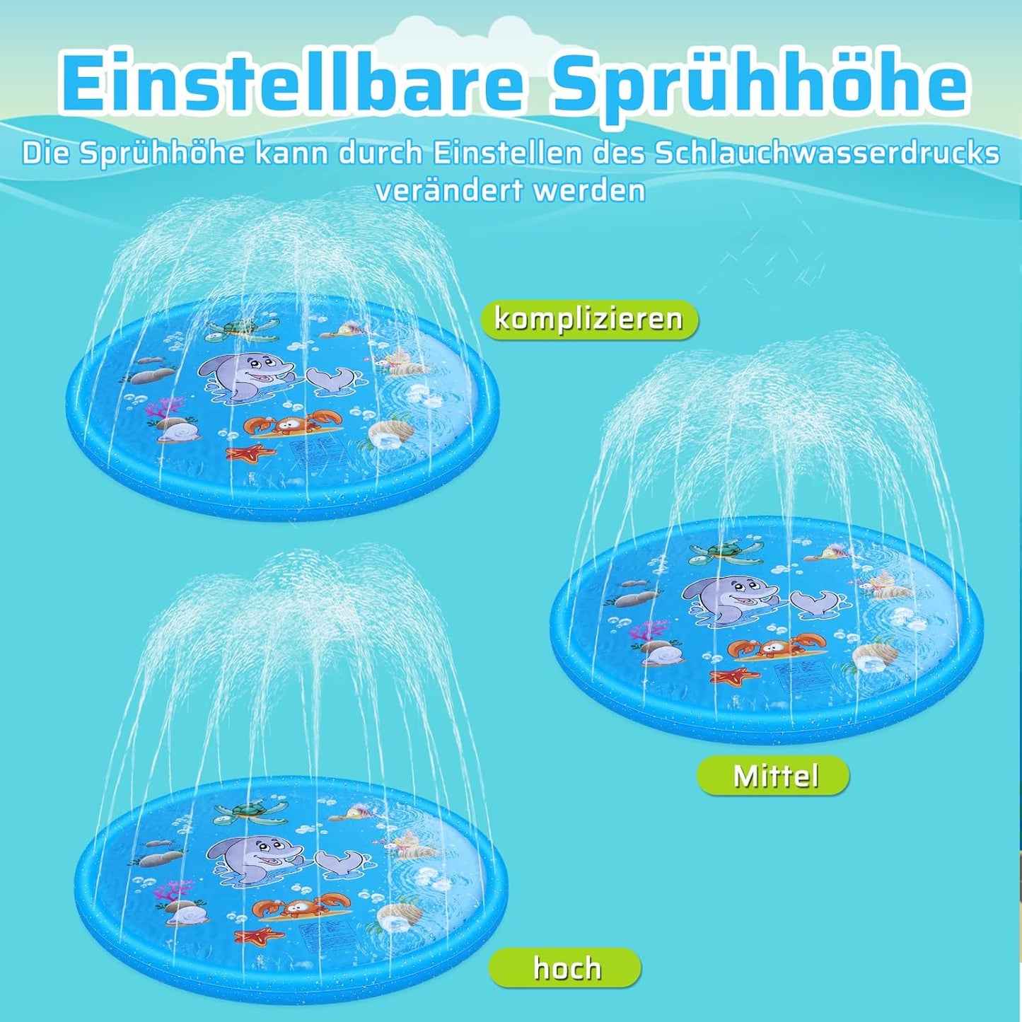 Splash Pad - Sprinkler-Wassermatte für Kinder & Haustiere, Blau
