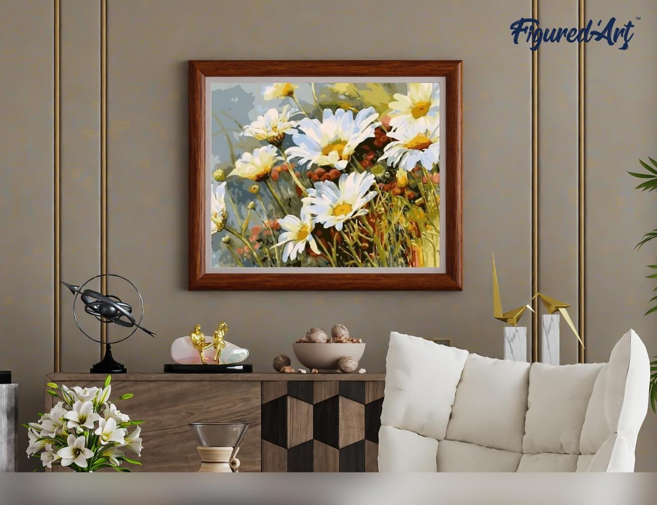 Malen nach Zahlen Set Gänseblümchen, Gänseblümchen Feld 40x50cm Mit Keilrahmen (nicht gespannt)