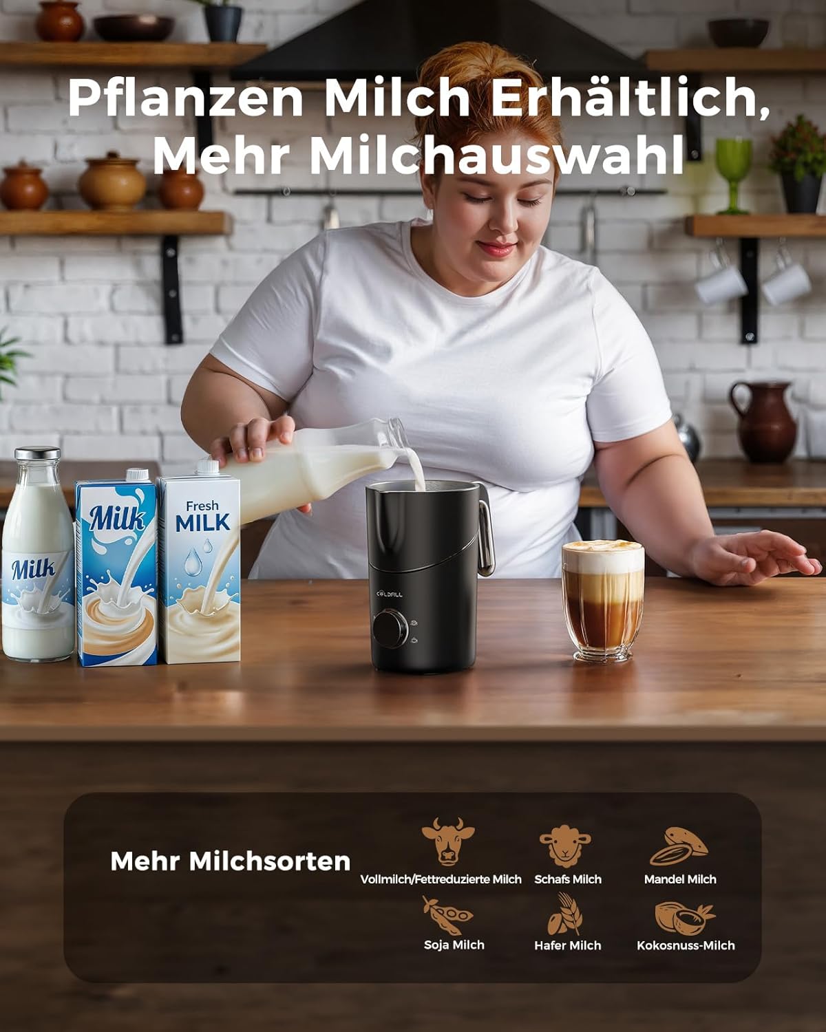 8-in-1 Milchaufschäumer TF102H, Schwarz