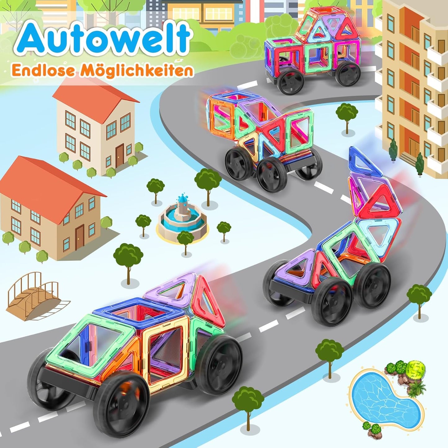 Magnetbausteine-Set, 50 Teile - Bunt