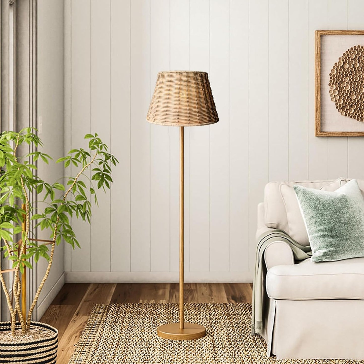 Rattan Lampenschirm, Konisch, Naturfarben-rattan 1