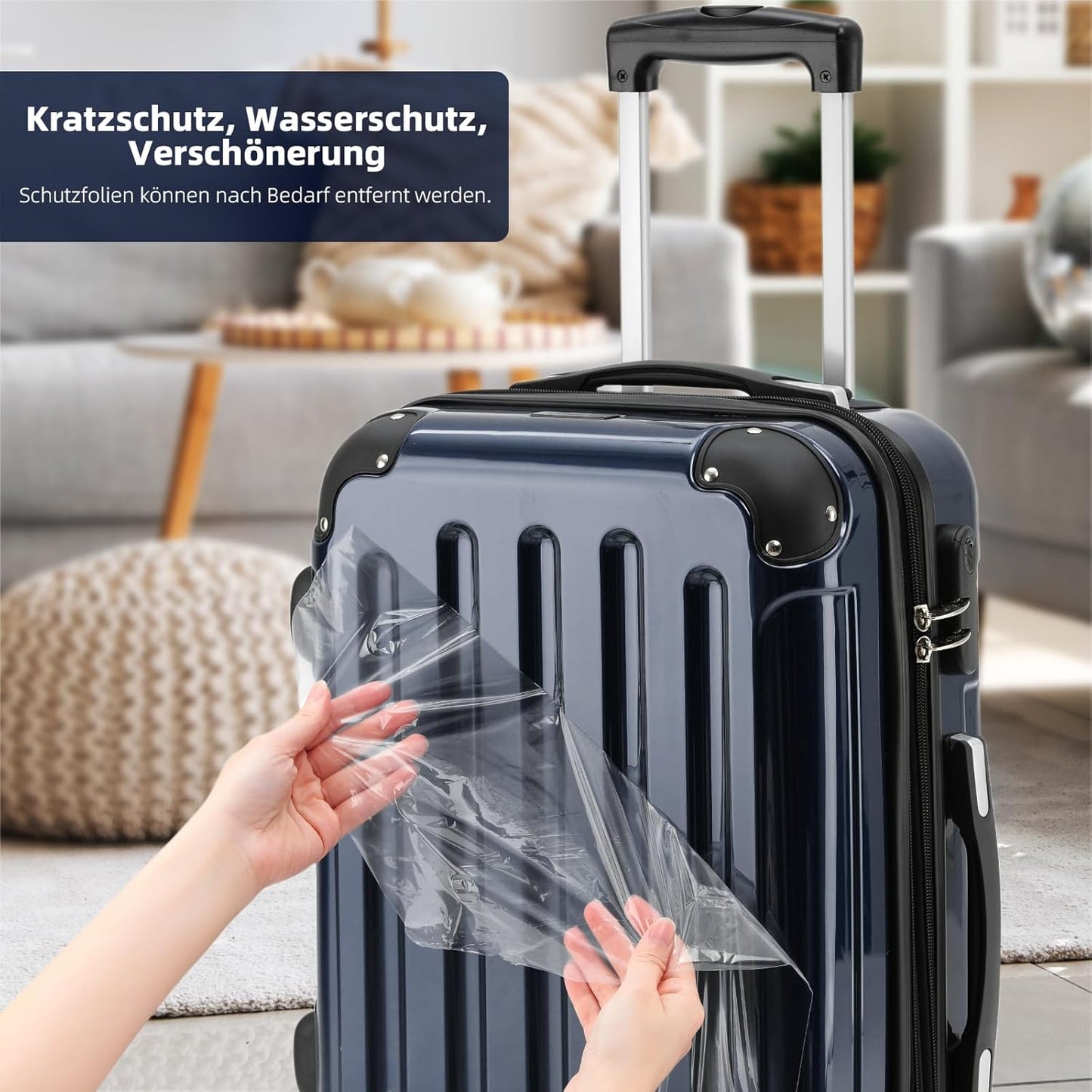 Hartschalen-Reisekoffer, Dunkelblau 76cm -110L