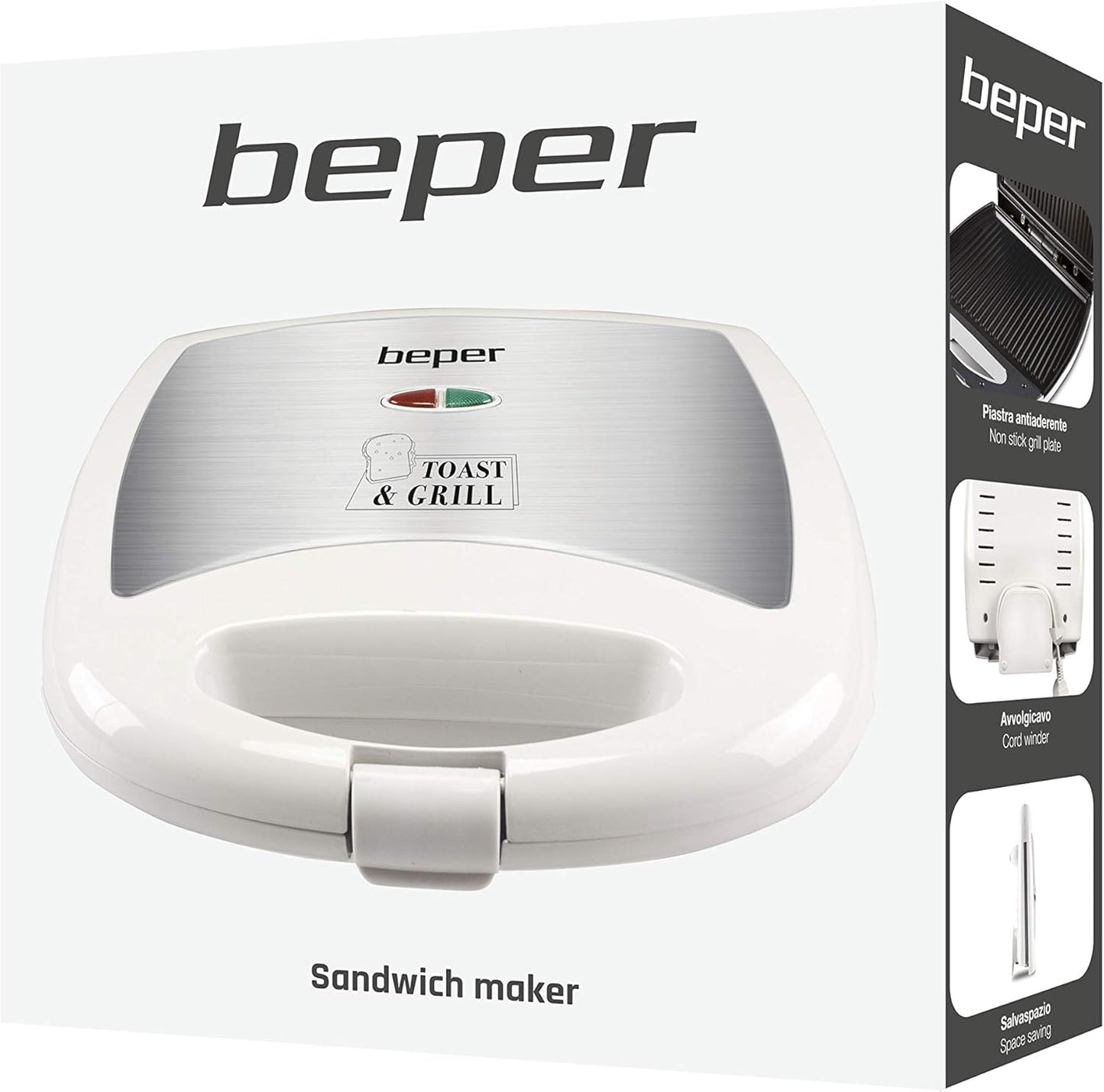 ‎90.620 Sandwichtoaster, 1300W, Weiss/Rot
