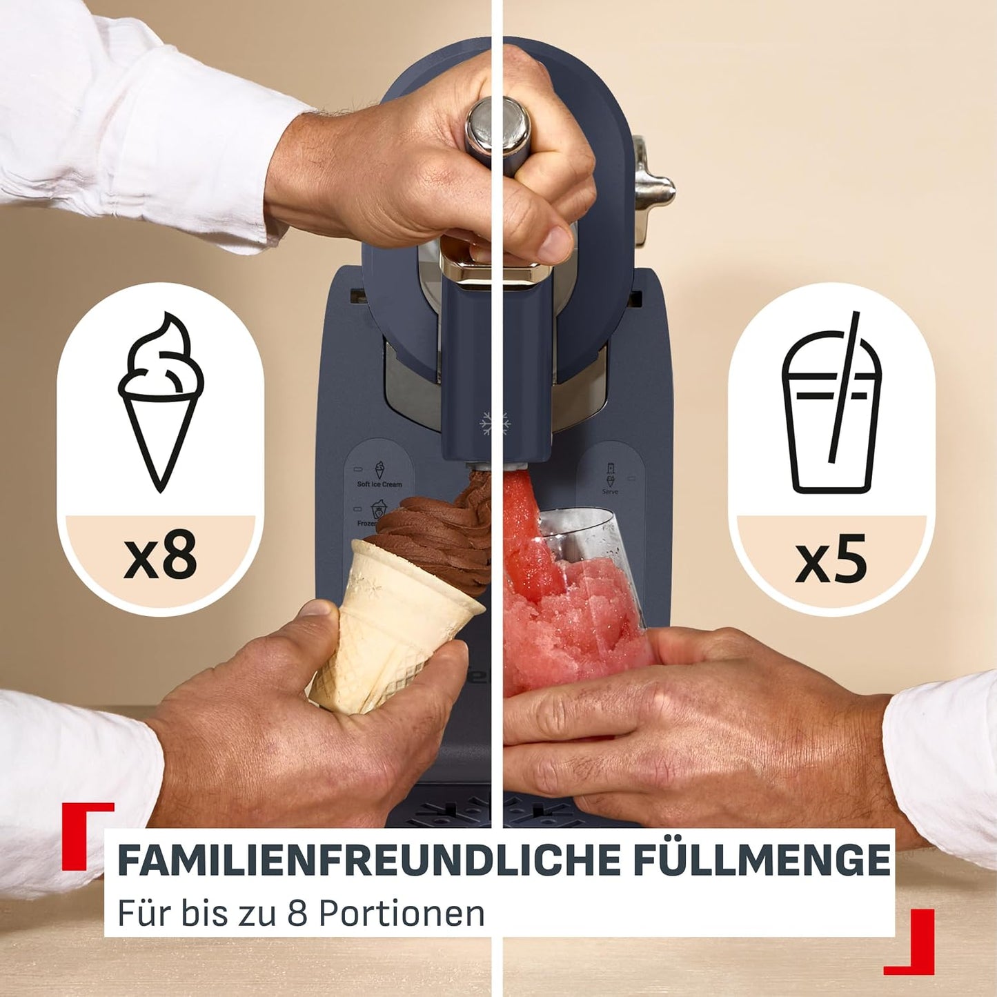 Slush- und Softeismaschine IG8024E0, Instant Softeis- & Slushmaschine inkl. 2 Eisbehälter