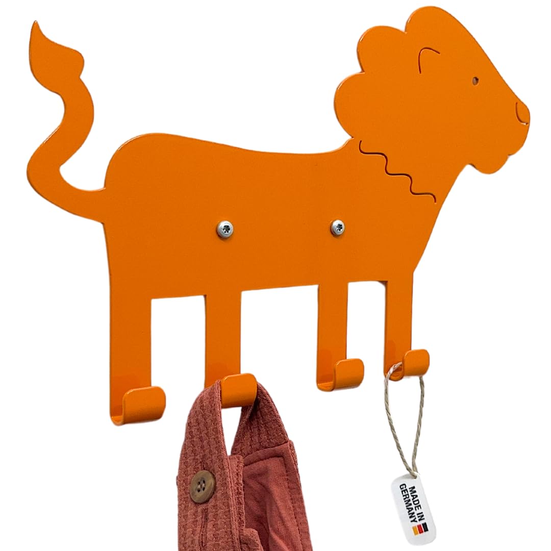 Kindergarderobe mit Löwenmotiv, Löwe - Orange