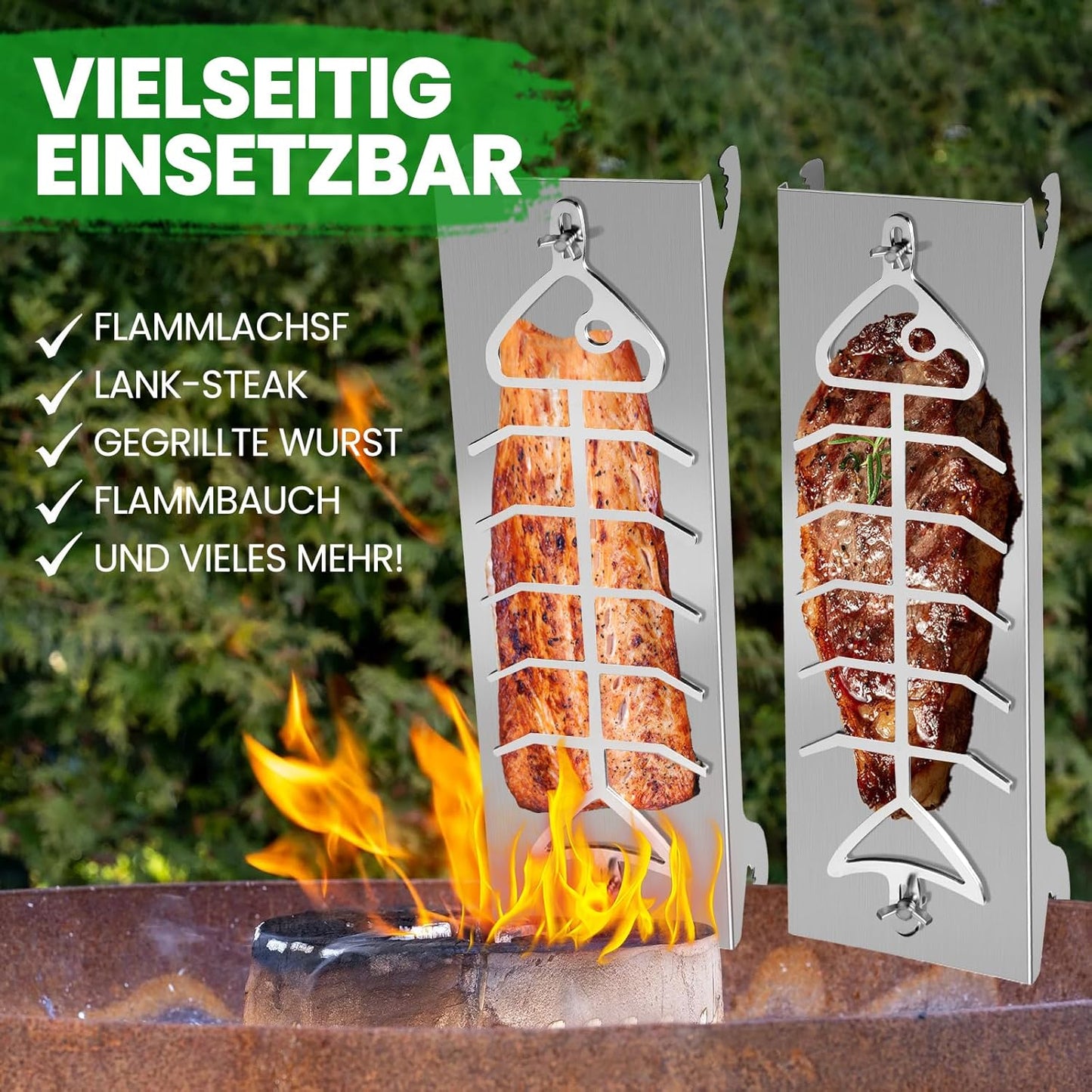 2er-Set Flammlachshalter für Feuerschalen, 51cm*11.5cm（2Pack）