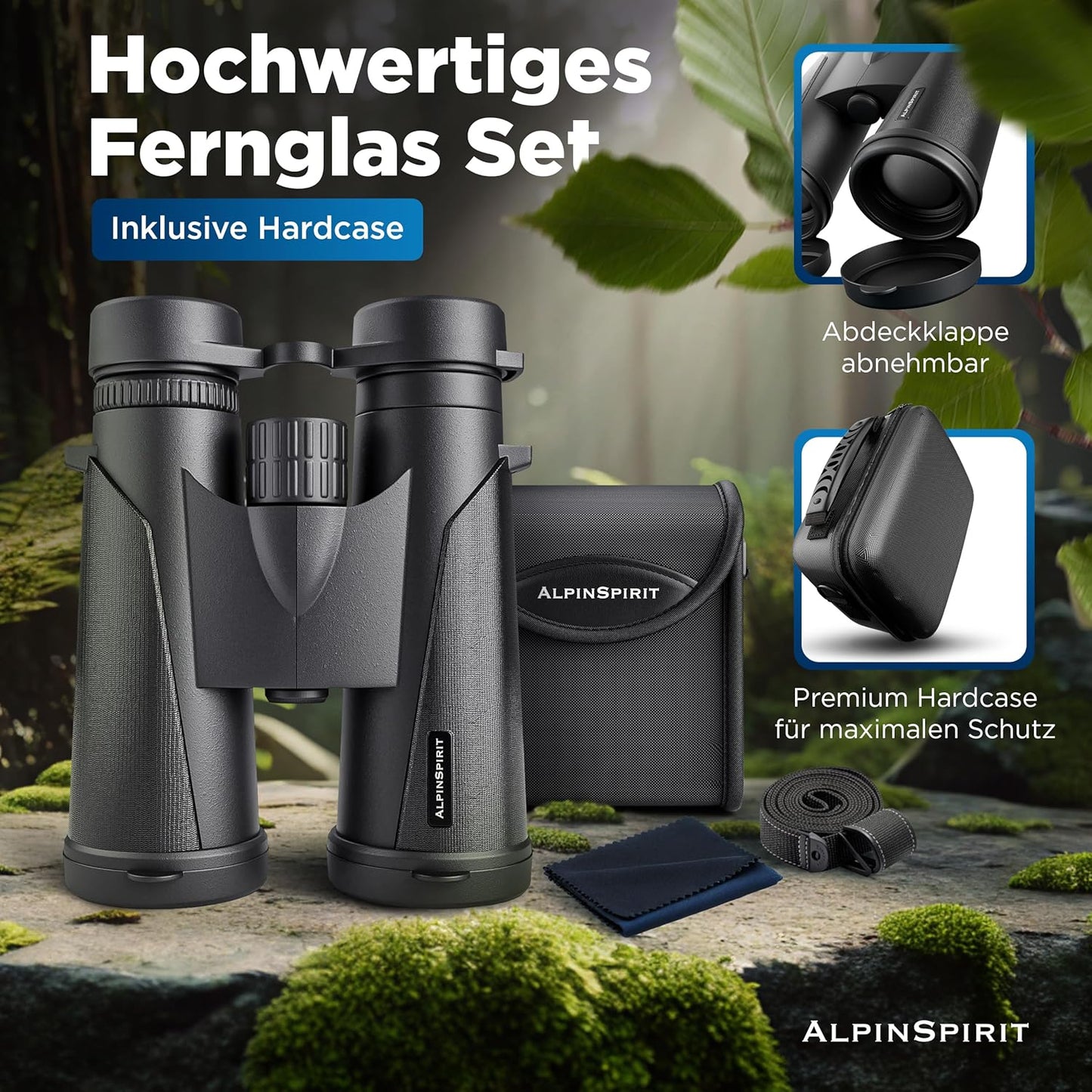 Fernglas 8x42 mit Hardcase, 8x42 Schwarz