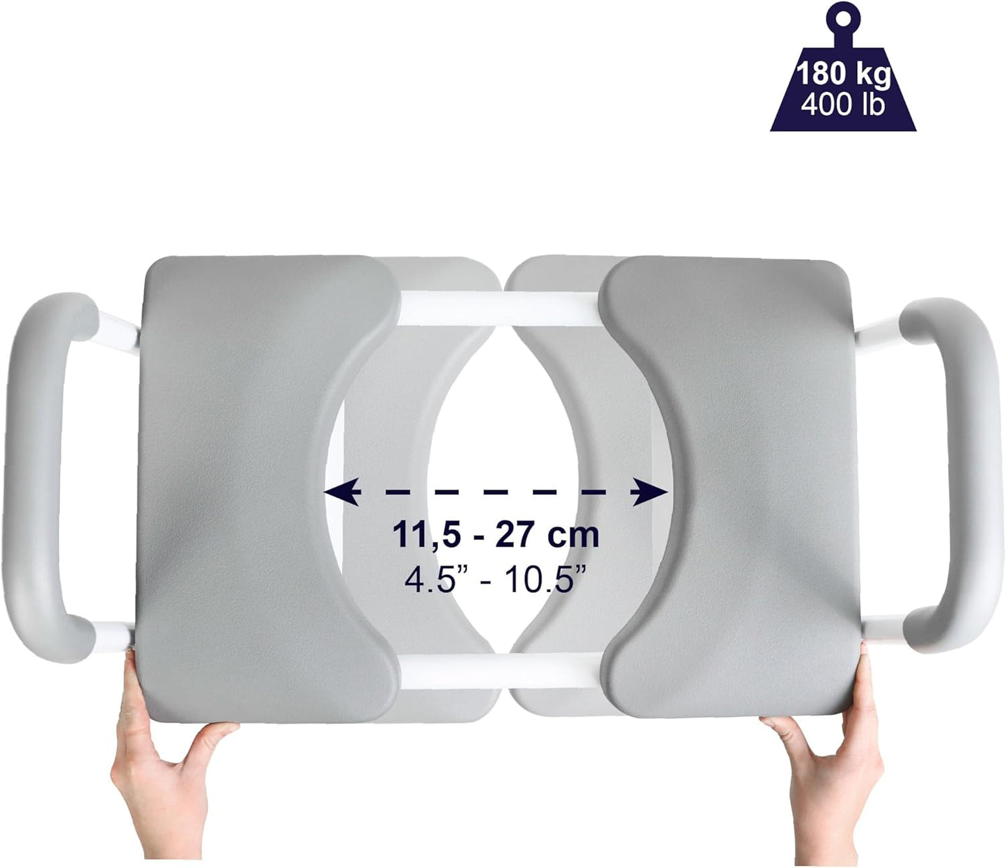Verstellbare Toilettensitzerhöhung mit Armlehnen, Weiss