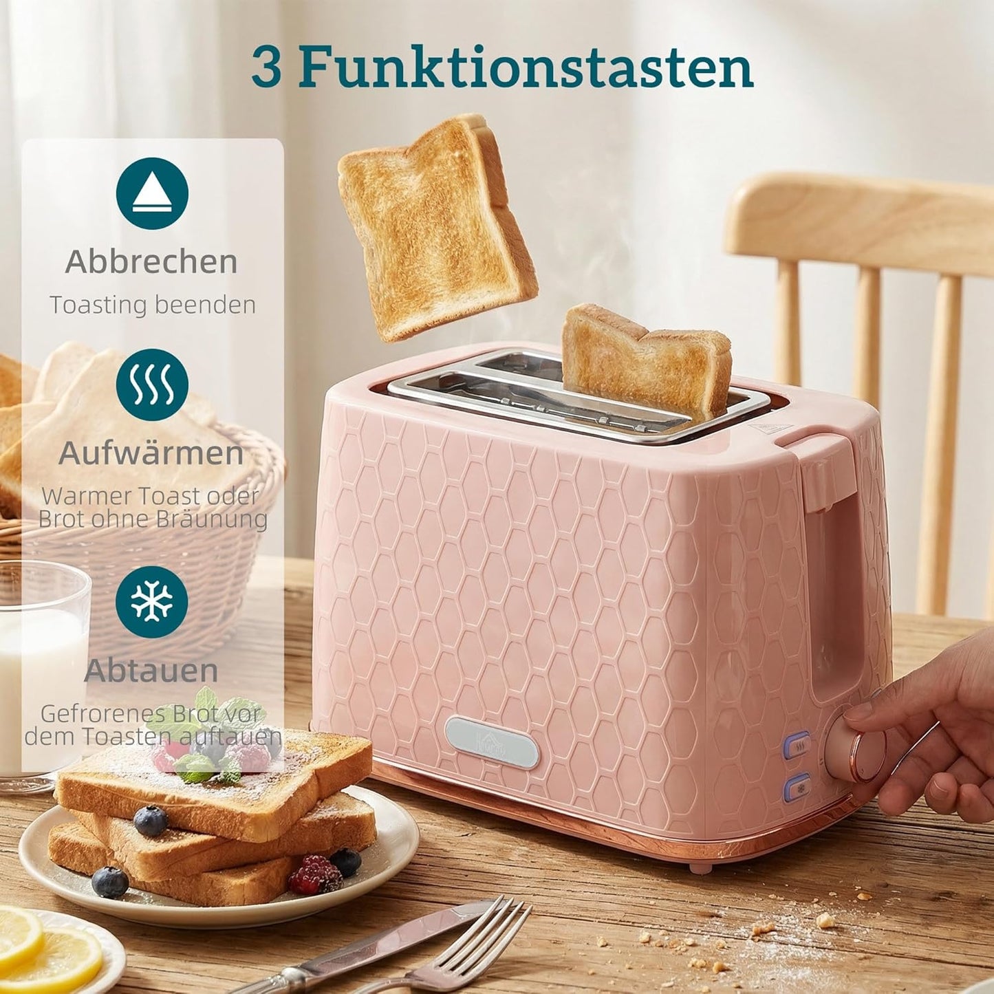 Wasserkocher- und Toaster-Set, Rosa