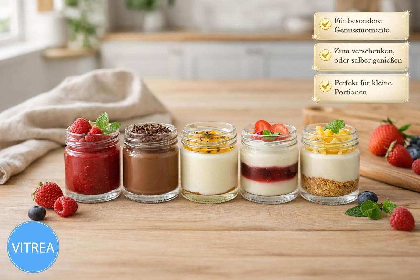 Mini Marmeladengläser mit Schraubdeckel (200 Stück), 37 ml 200
