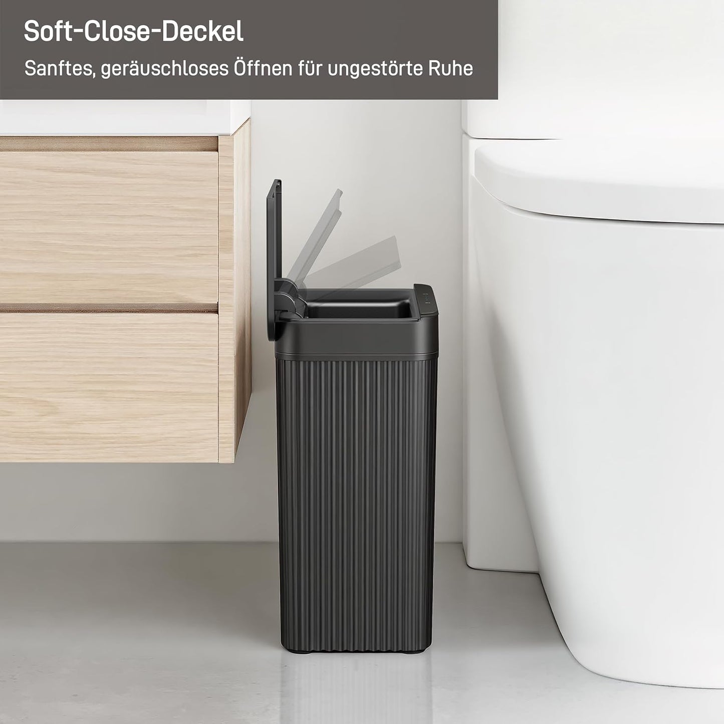 Brio Mülleimer mit Bewegungssensor, wasserdicht, Brio 10L-Schwarz