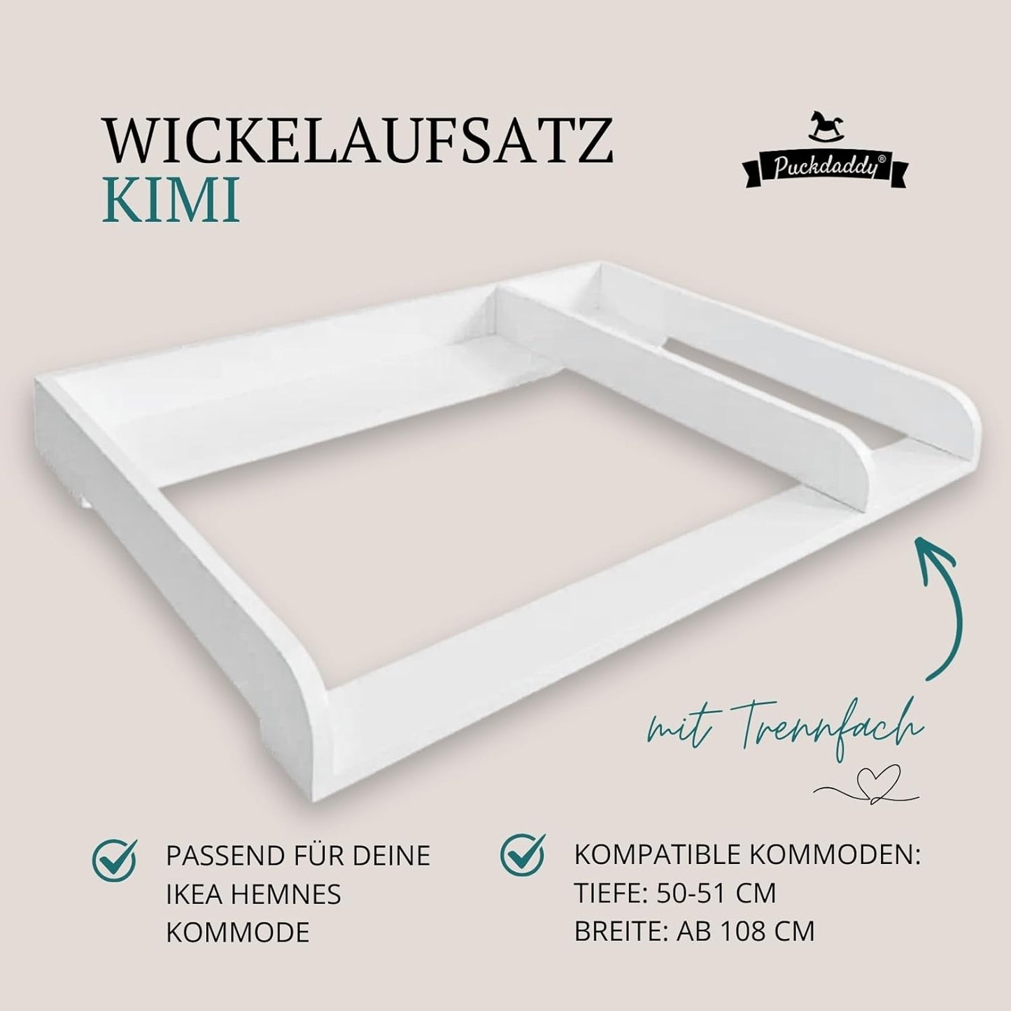 XXL-Wickelaufsatz inkl. Trennfach, Holzstärke: 2cm