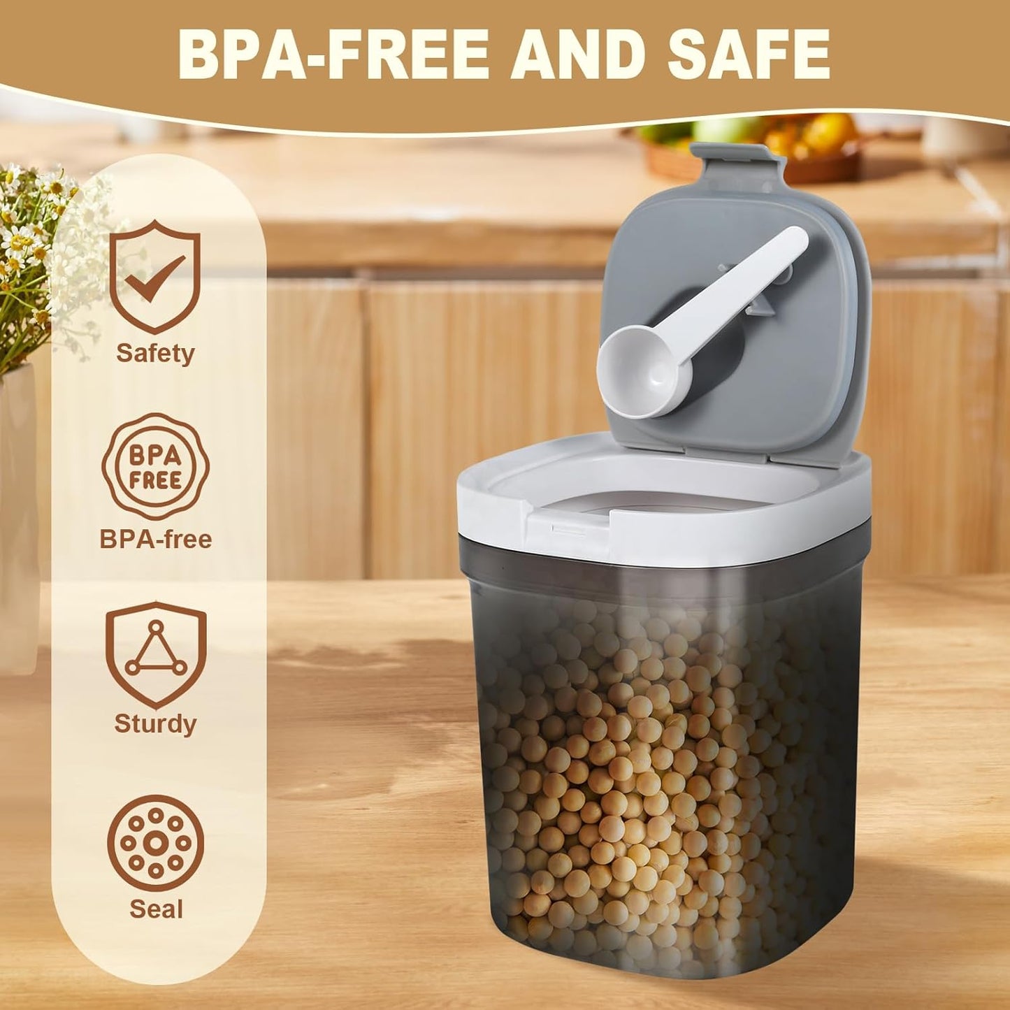 Luftdichte Kaffeedose mit Löffel, 1300ml