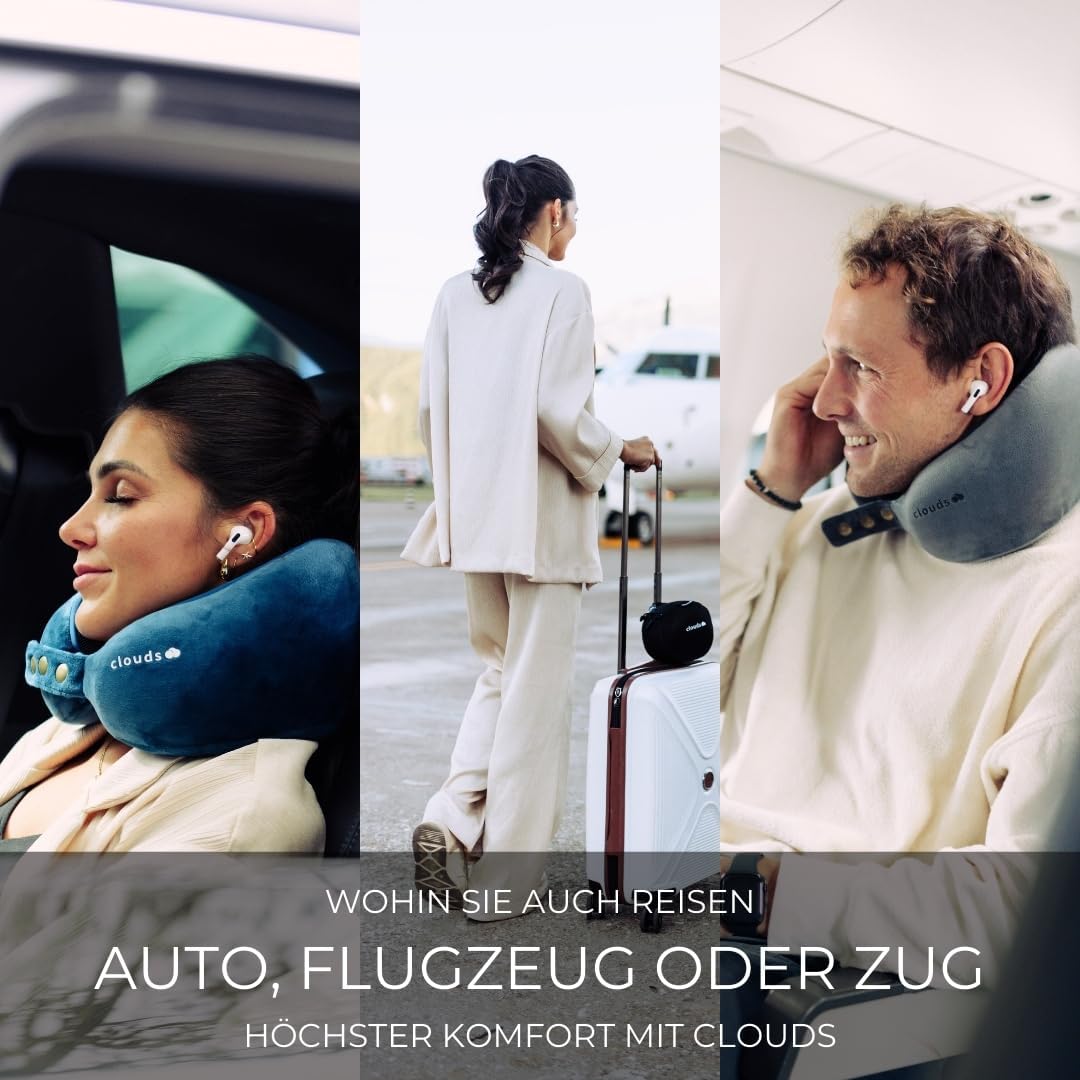 Verstellbares Memory Foam Reisekissen für Flugzeug & Auto, Grau S/M