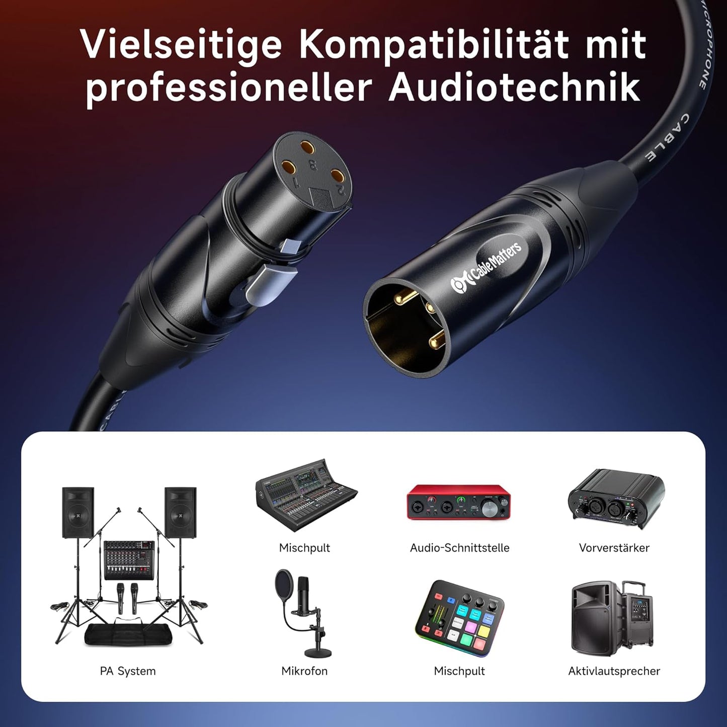 XLR-Mikrofonkabel-Set (2er Pack, 0,9m), 0.9m