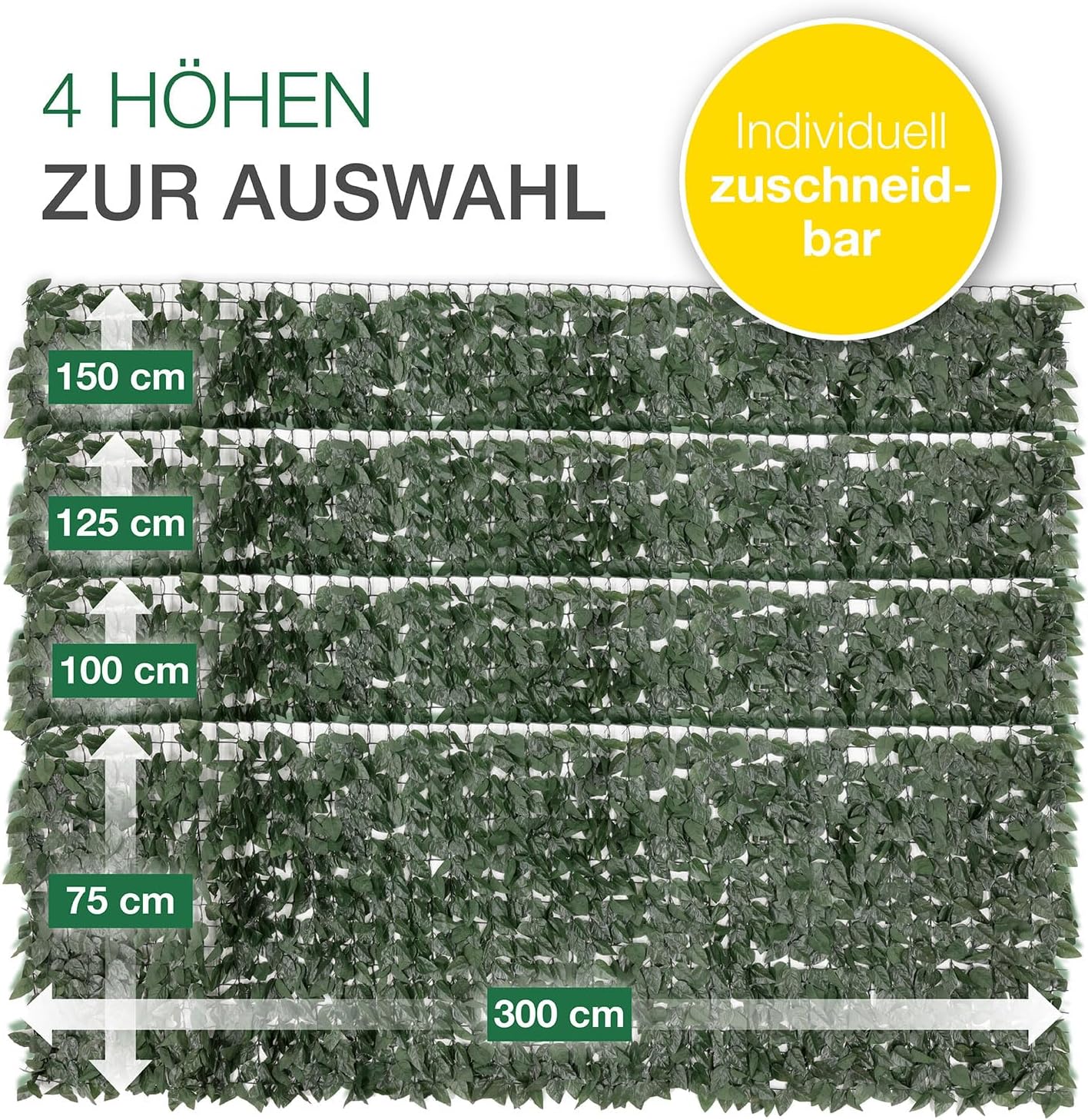 Balkonsichtschutz Blätteroptik, L300 x H100 cm