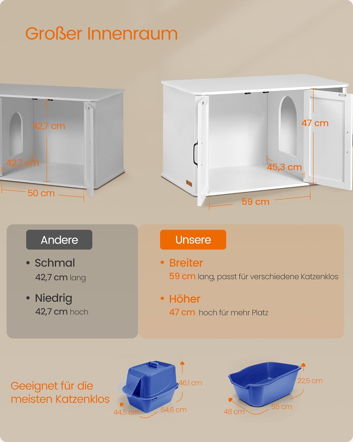 Katzenhaus als Sideboard mit Doppeltür, Wolkenweiß